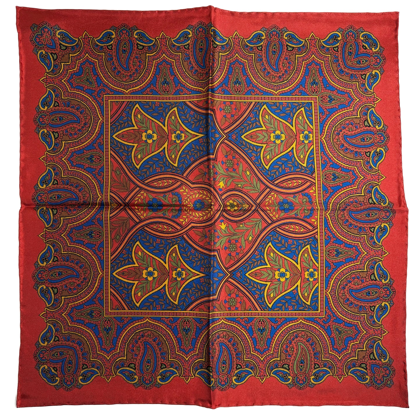 Orange Floral Paisley Silk Pocket Square