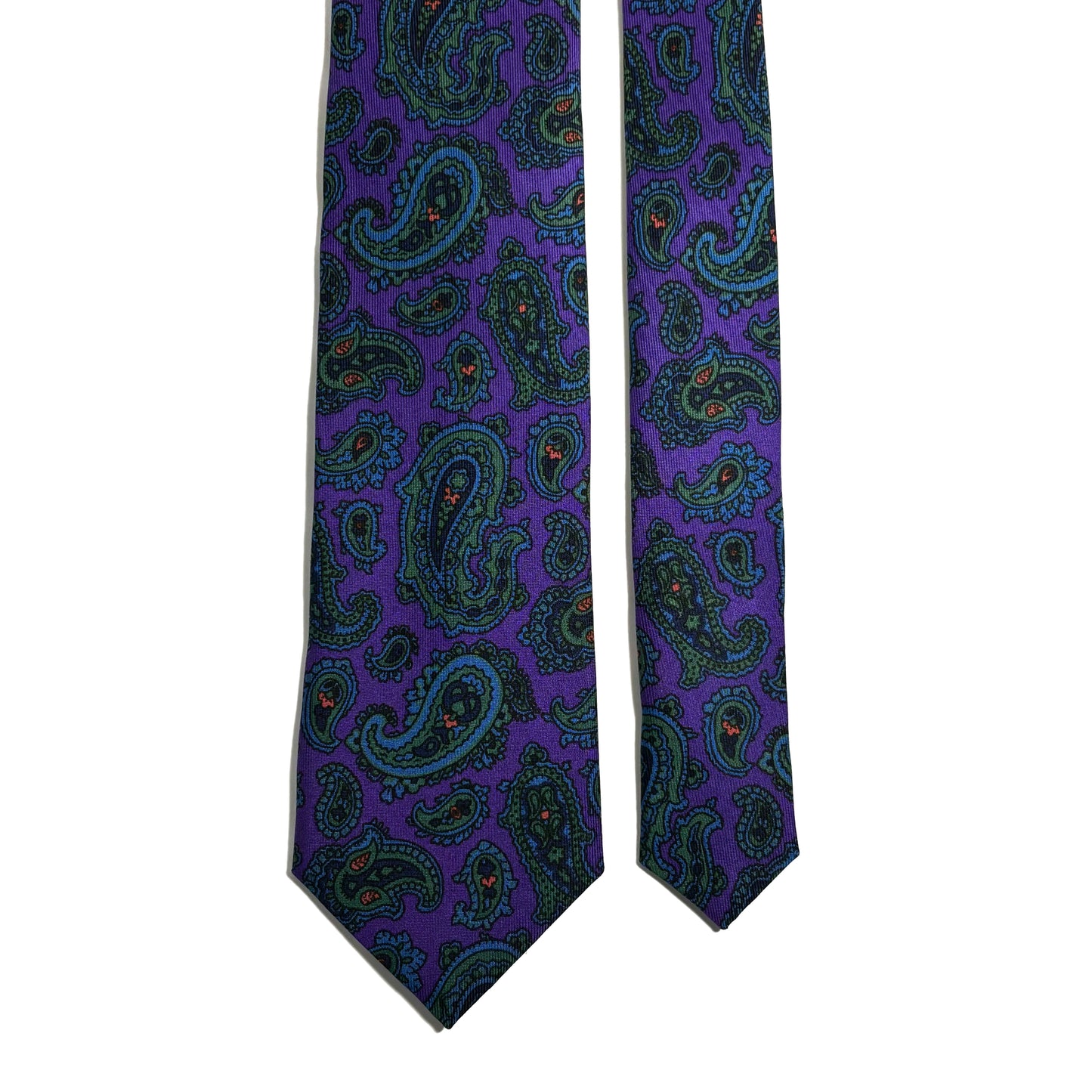 Hand-Printed Purple Paisley Silk Tie