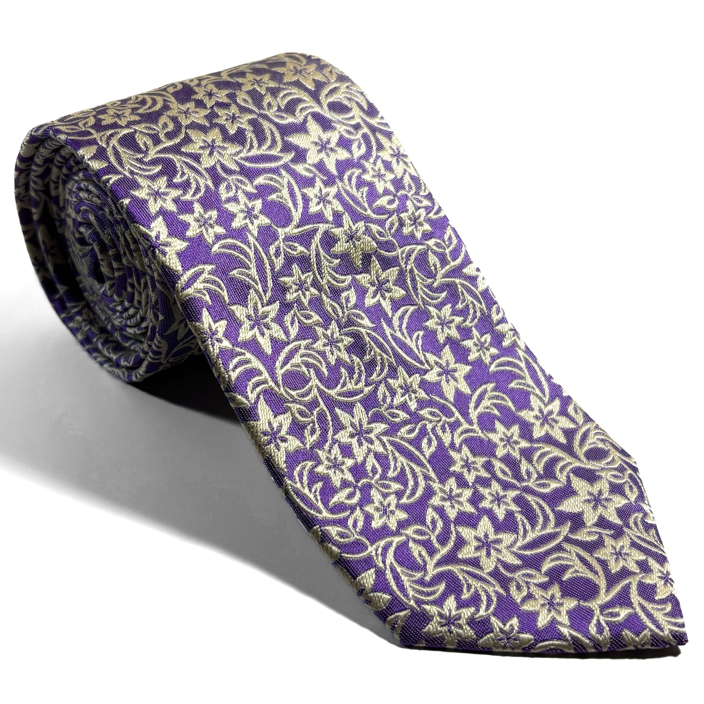 Lilac Purple Floral Motif Silk Jacquard Tie