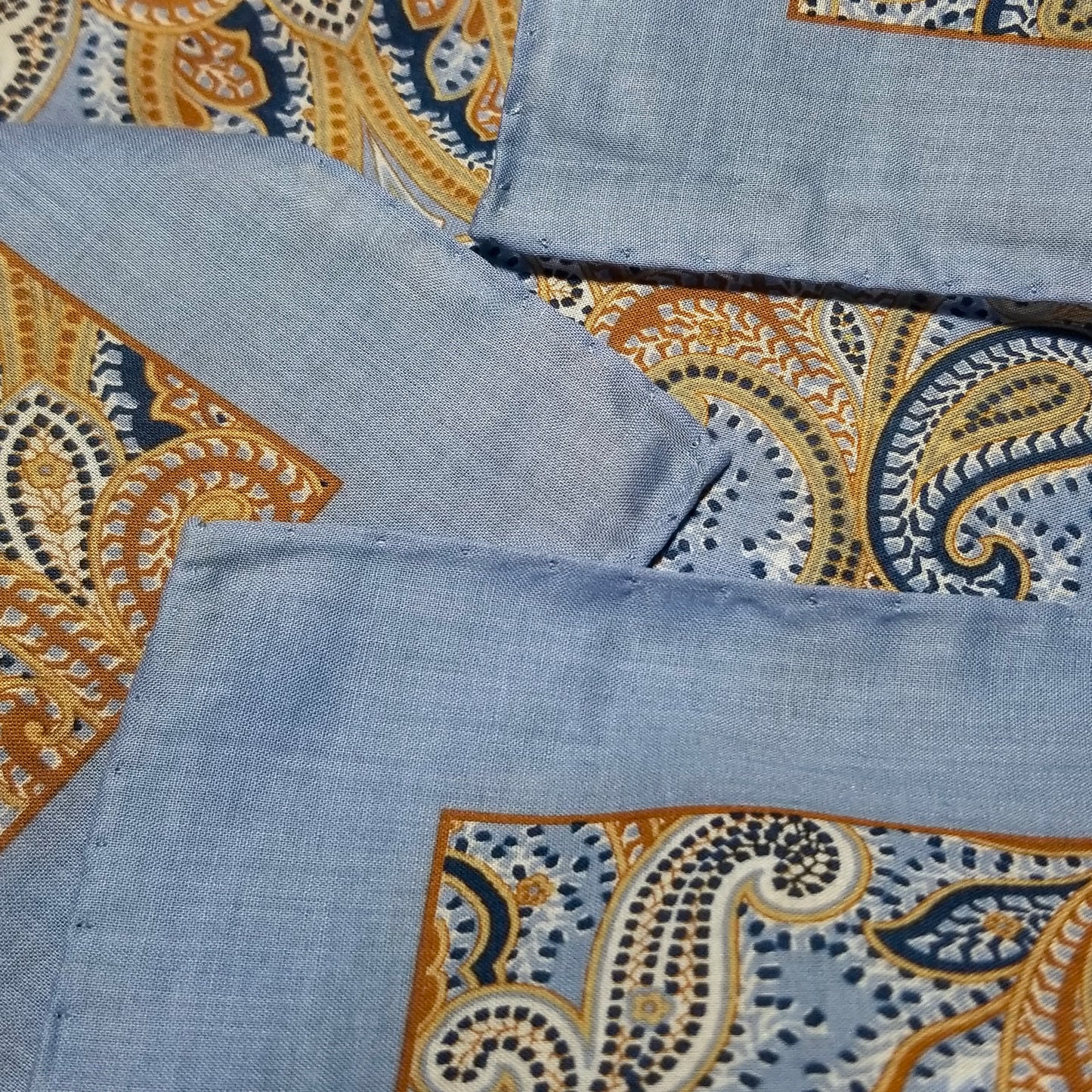 17" Sky Blue Paisley Printed Cotton Pocket Square