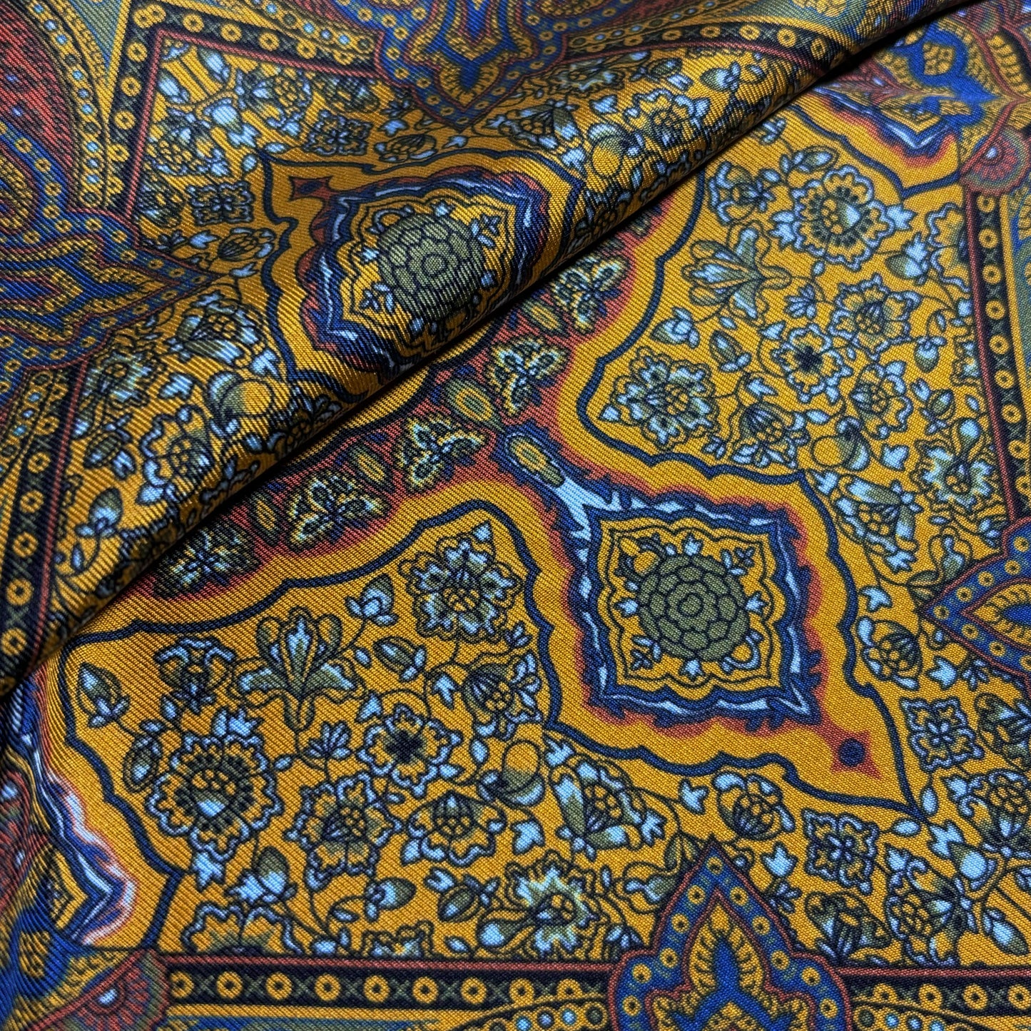 Gold Floral Medallion Silk Pocket Square