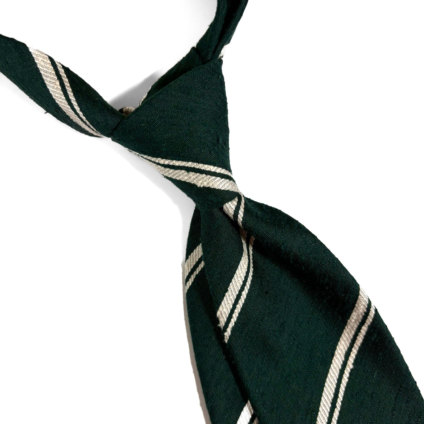 Green Striped Silk Shantung Tie