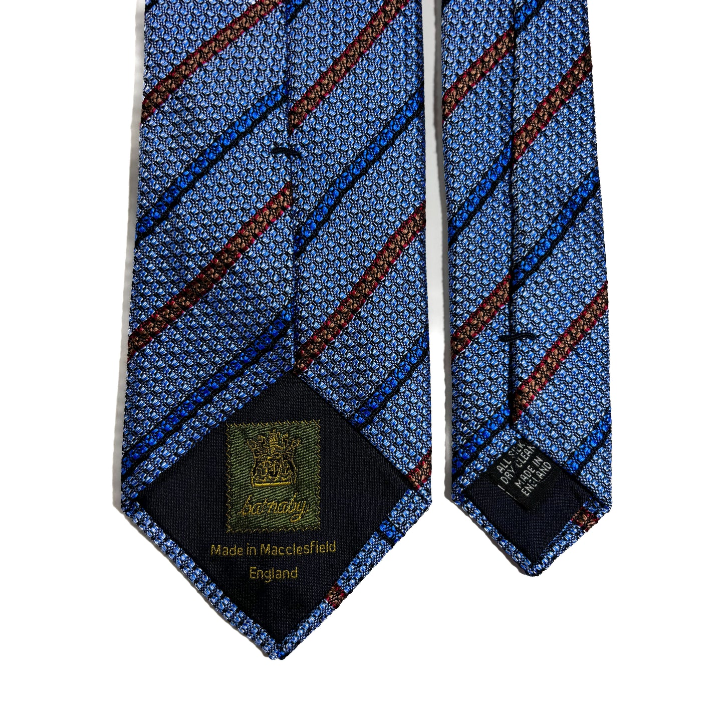 Light Blue Striped Silk Grenadine Tie (English Weave)