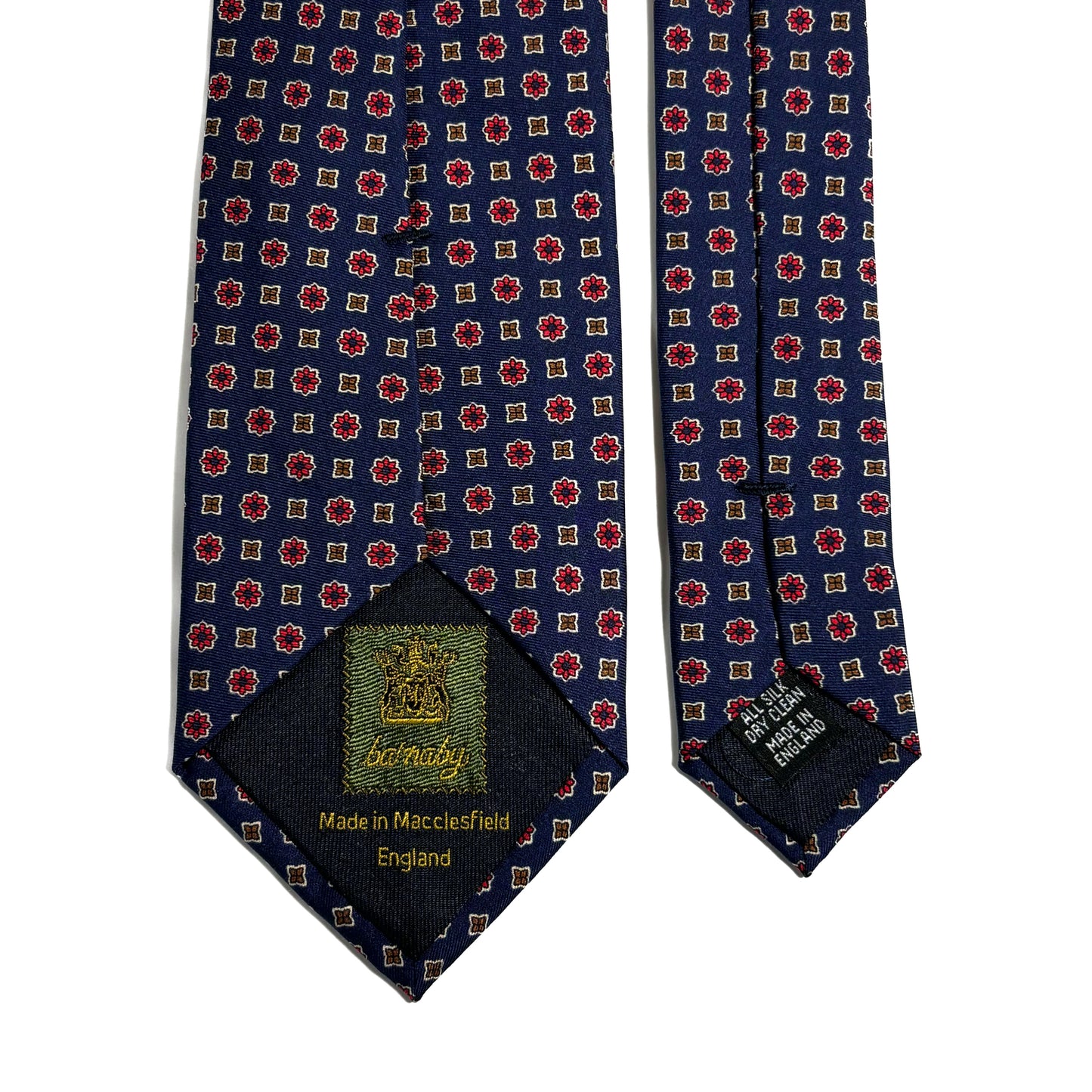 Navy Blue Geometric Floral Silk Tie