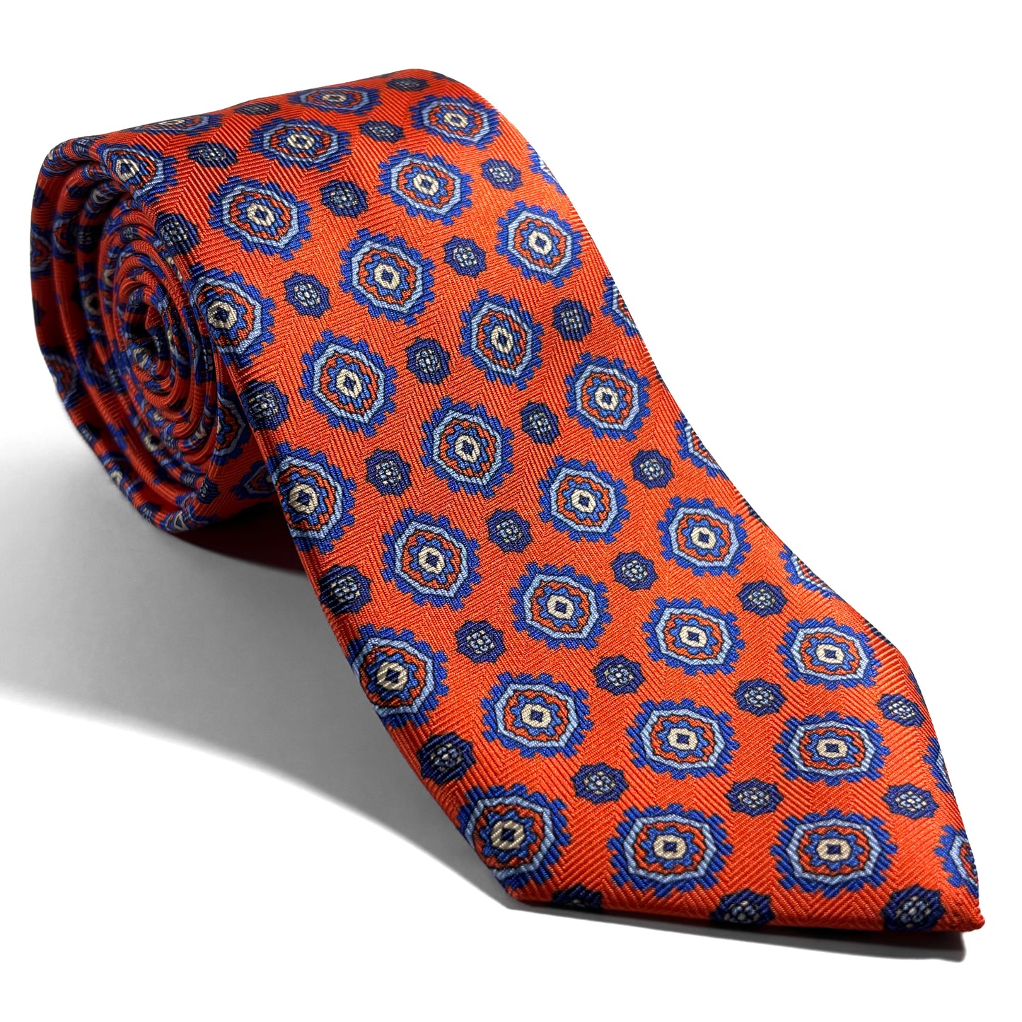 Orange Geometric Silk Tie (Handmade in Italy)