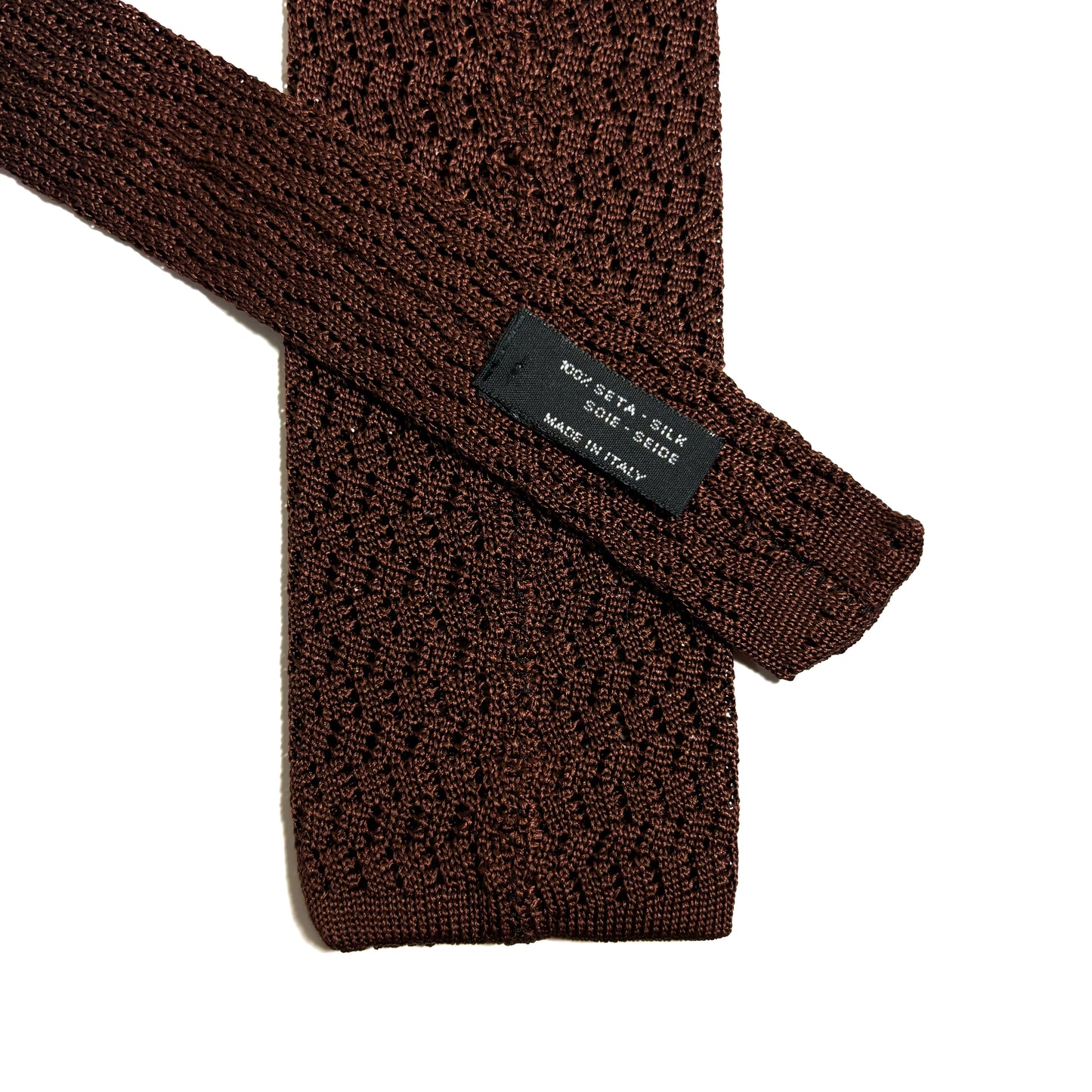 Zig-Zag Rust Brown Silk Knitted Tie
