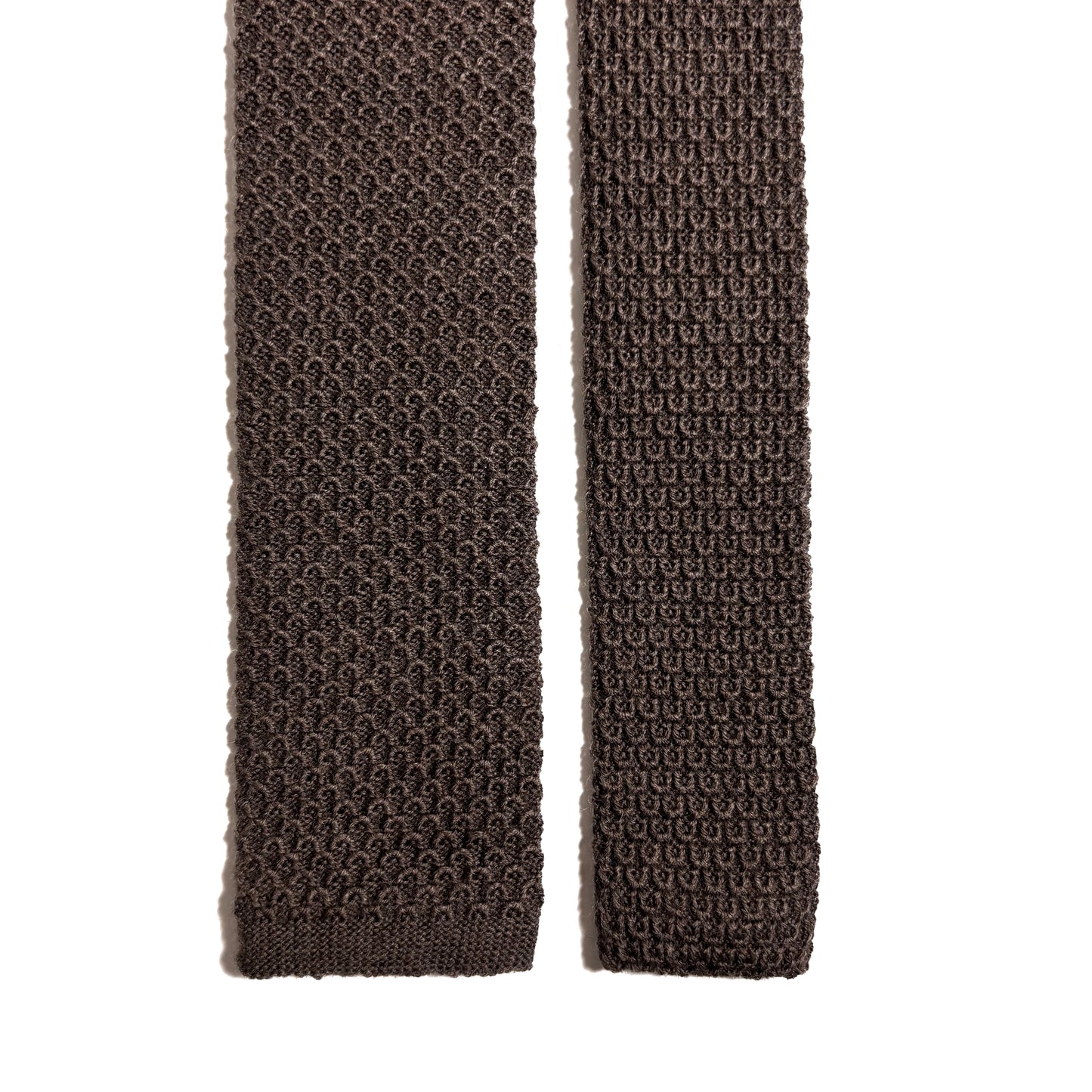 Large Knot Drab Brown Wool Knitted Tie