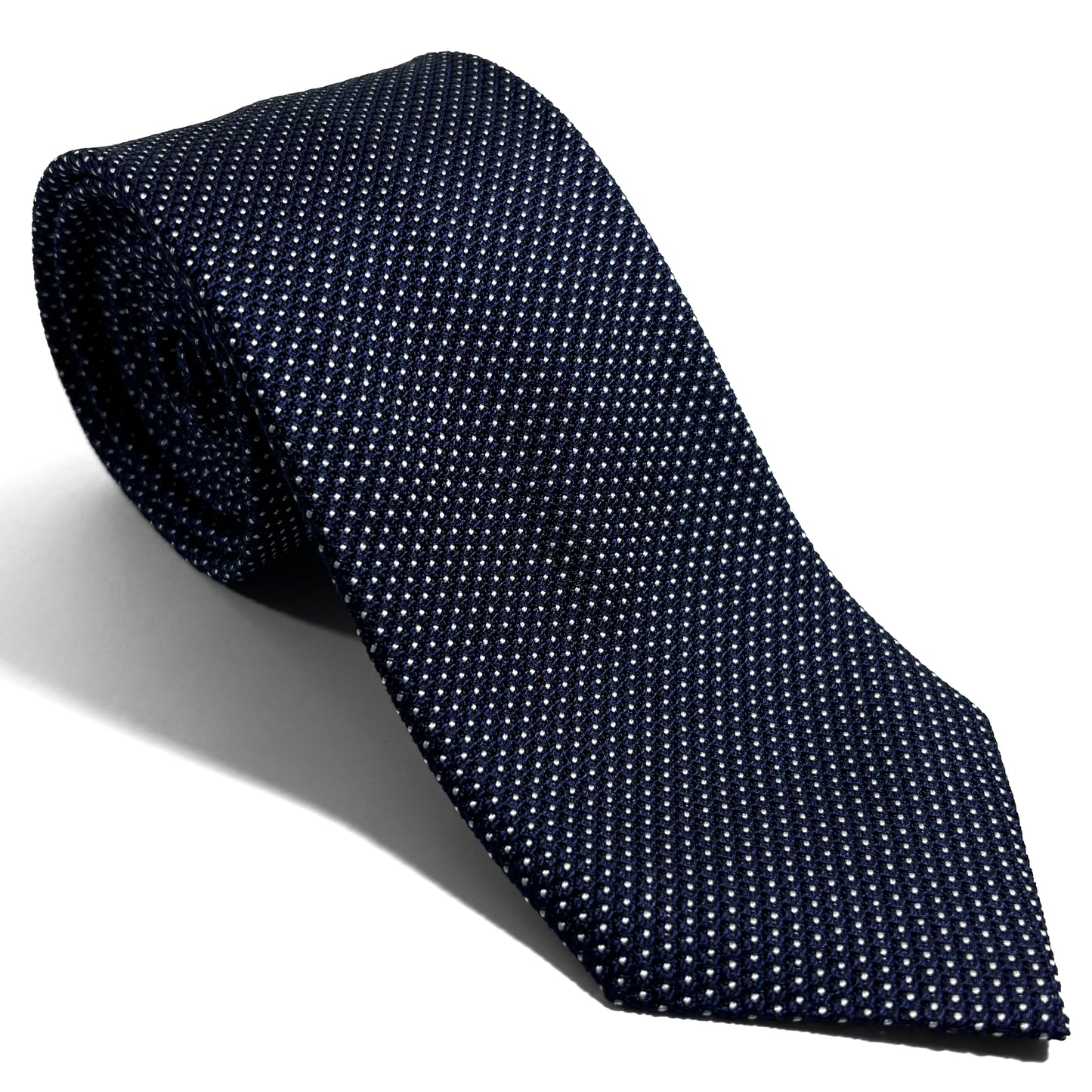 Navy Blue Polka Dot Silk Grenadine Tie (Garza Fina)
