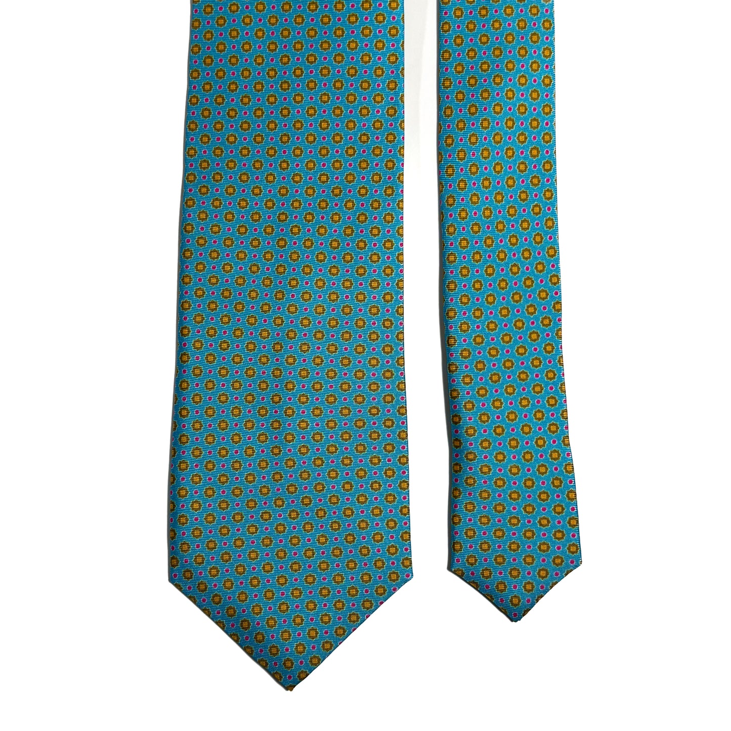 Light Aqua Blue Floral Silk Tie