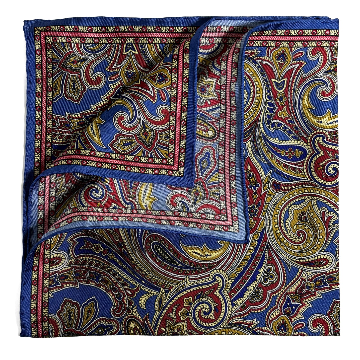 Blue Paisley Silk Pocket Square