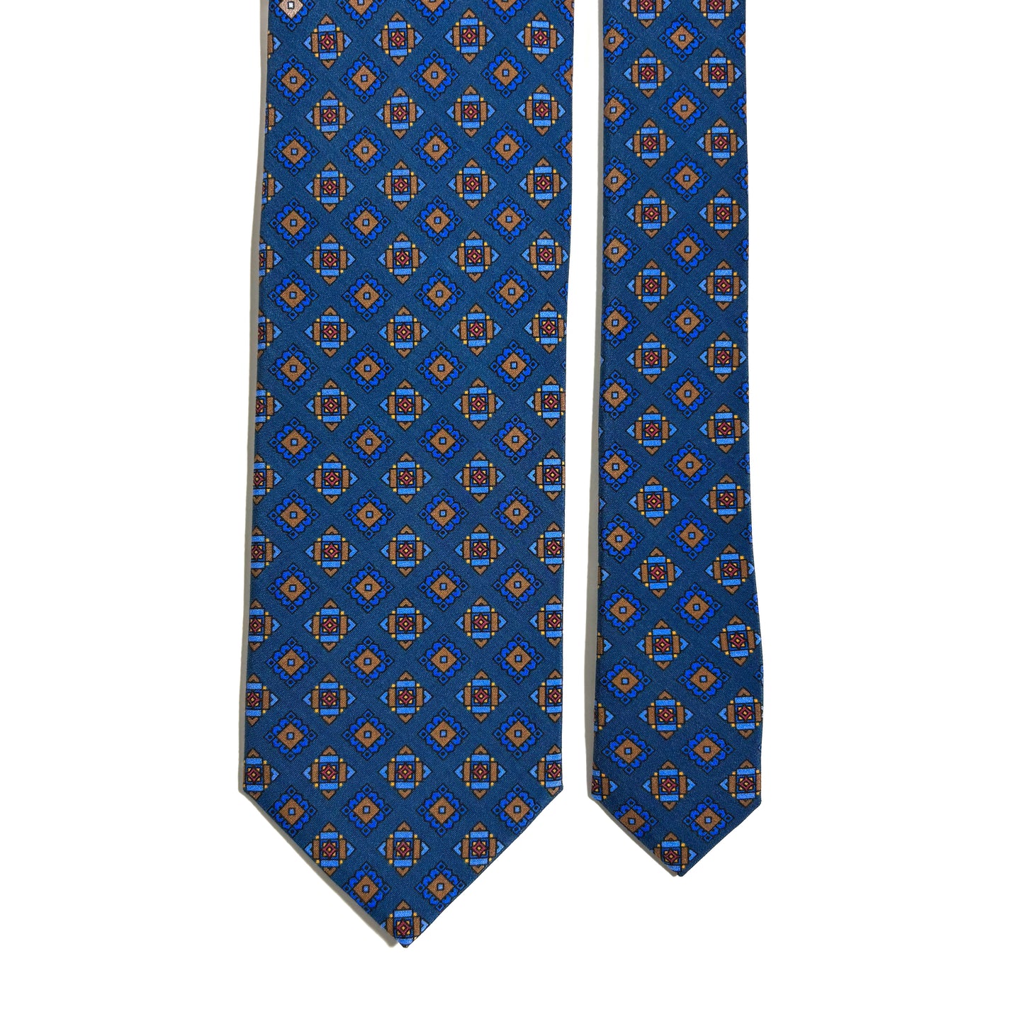 Blue Geometric Italian Madder Silk Tie