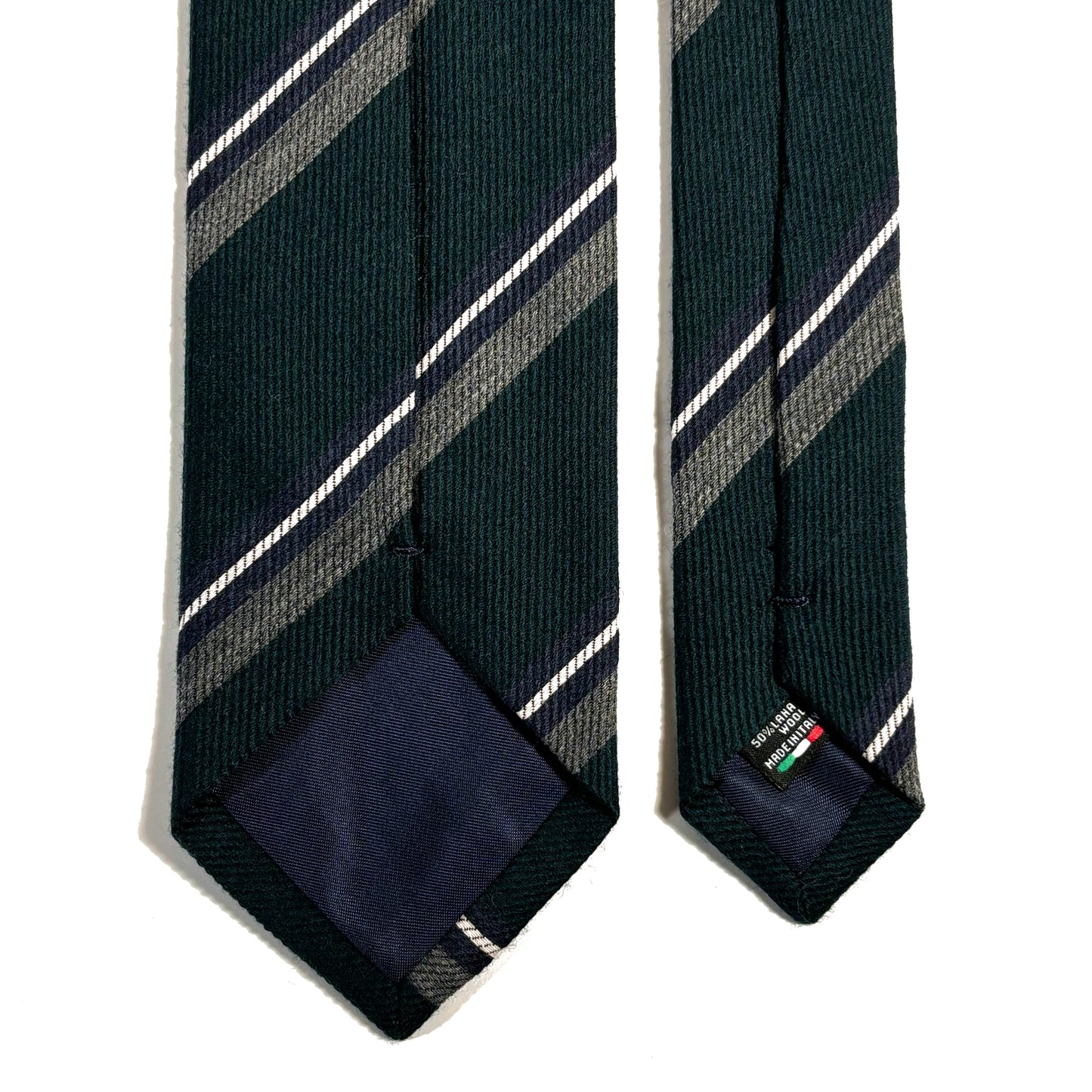 Forest Green Striped Wool/Silk Tie