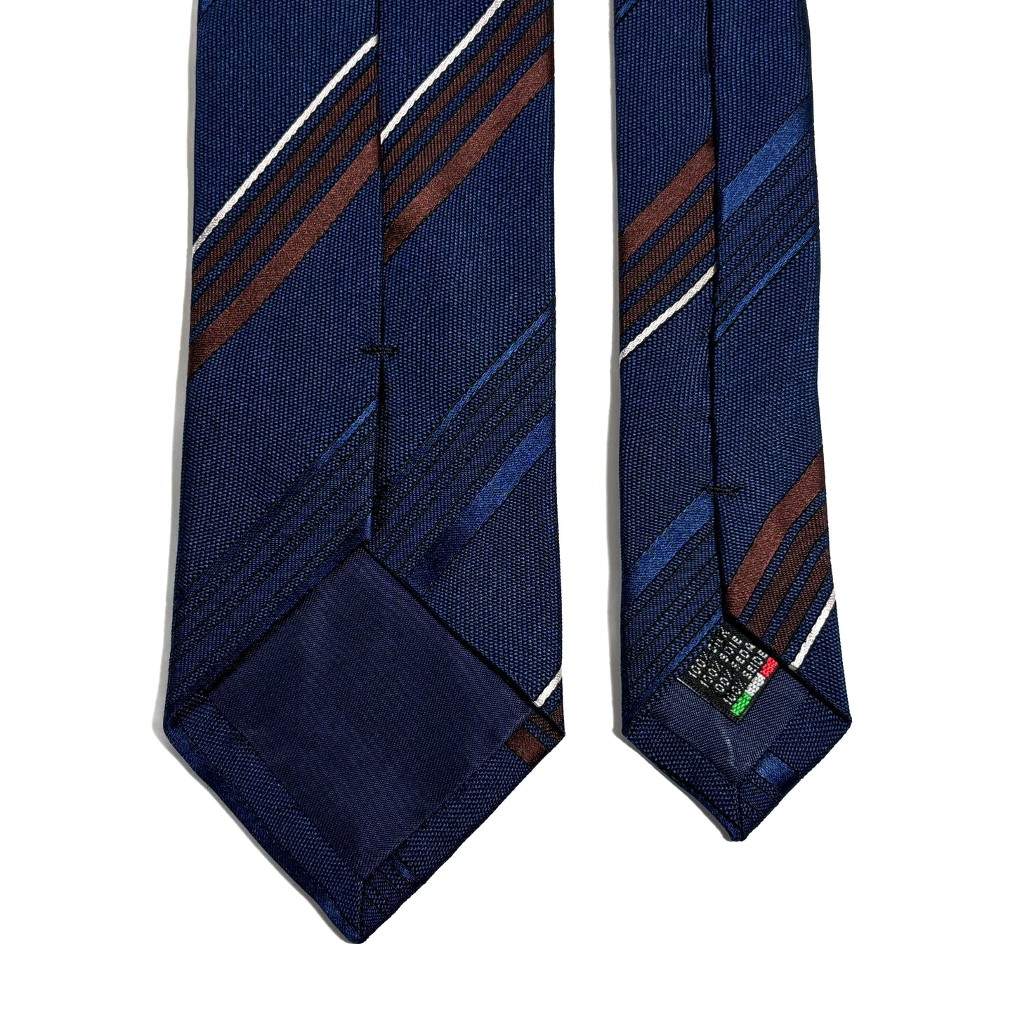 Navy Blue & Brown Striped Silk Jacquard Tie