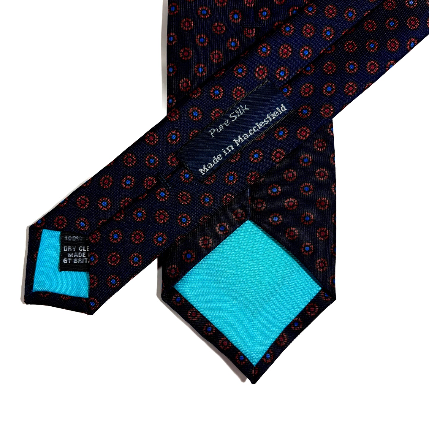 Slim Screen-Printed Navy Blue Floral Silk Tie
