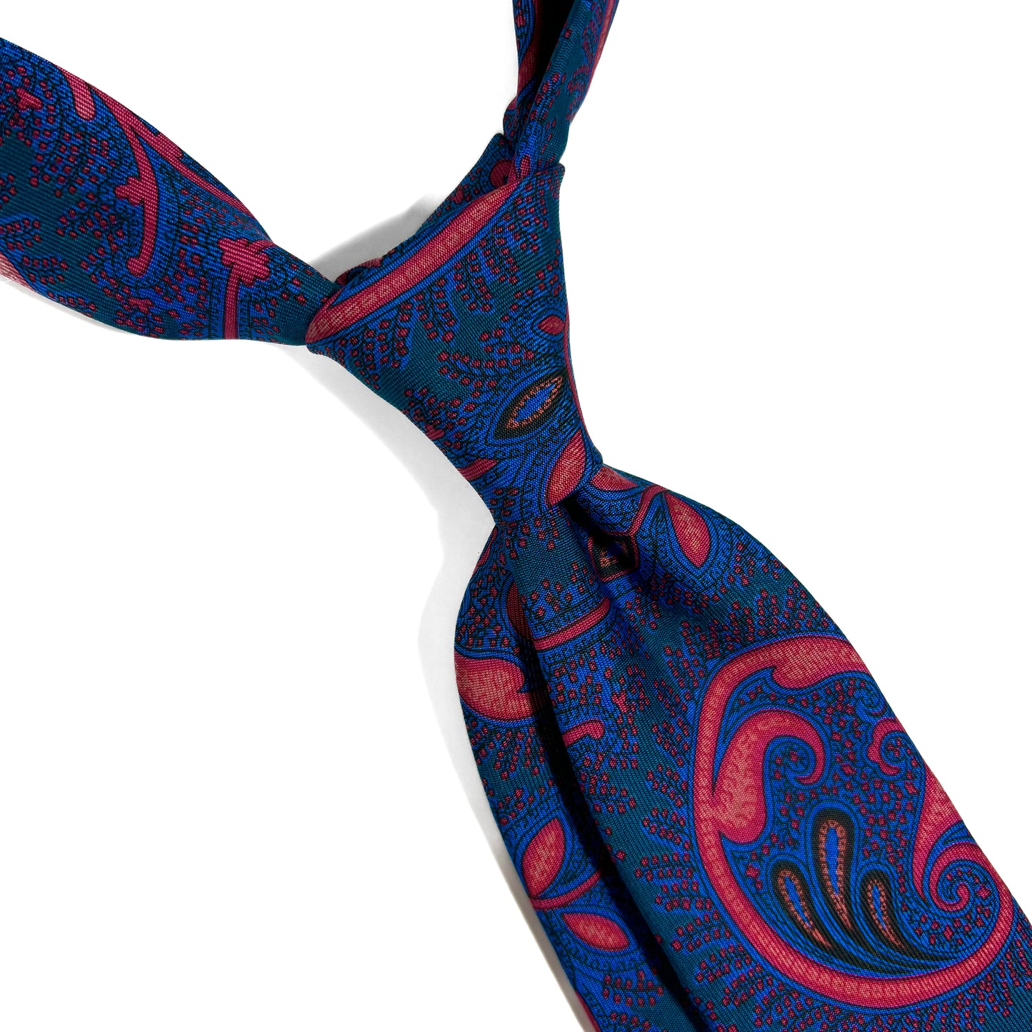 Slim Screen-Printed Green & Orange Paisley Silk Tie