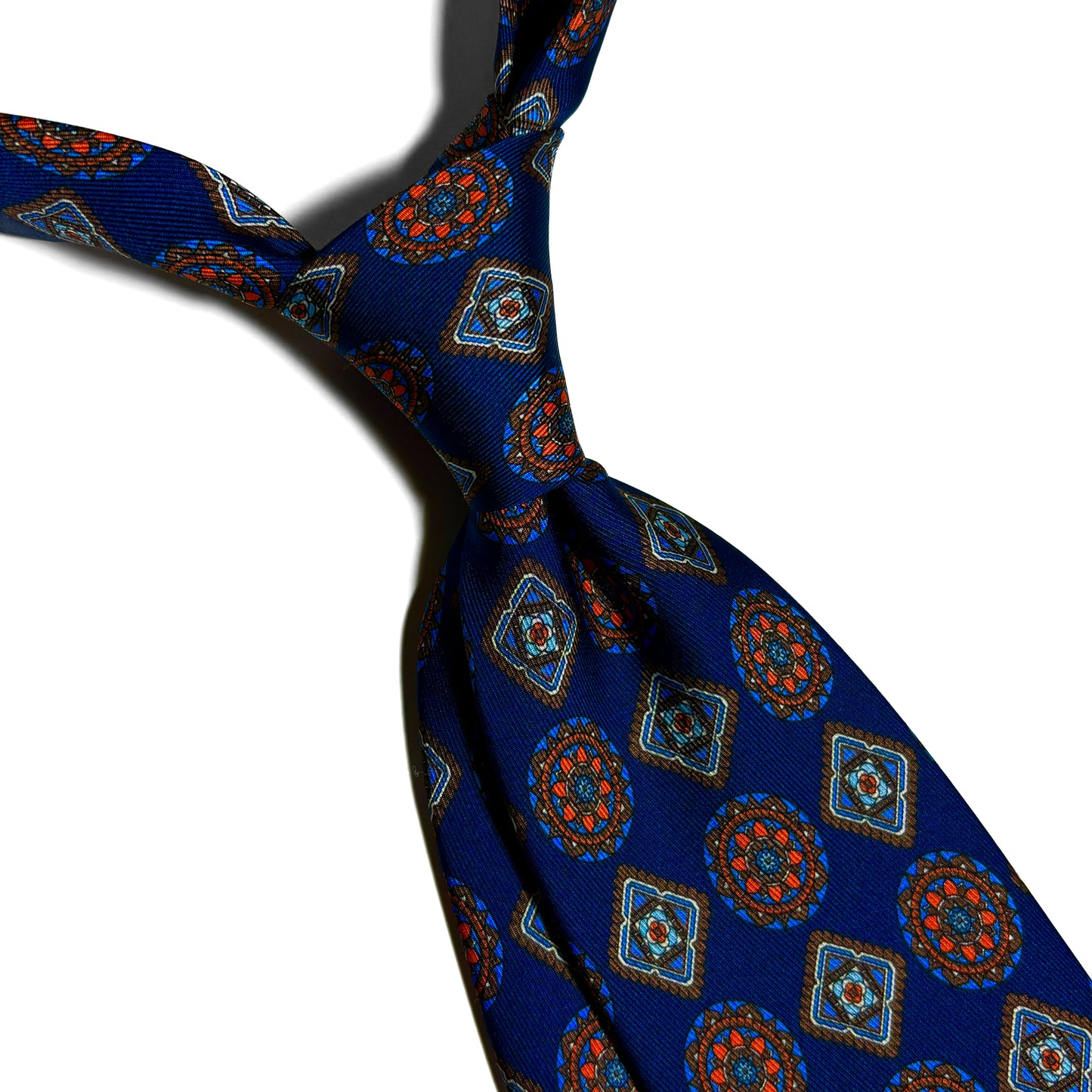 50oz Luxury Twill Royal Blue Geometric Silk Tie