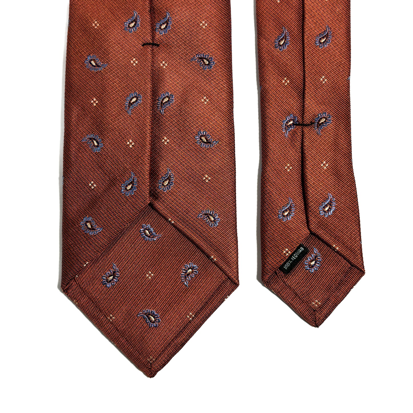 Terracotta Orange Small Paisley Silk Jacquard Tie
