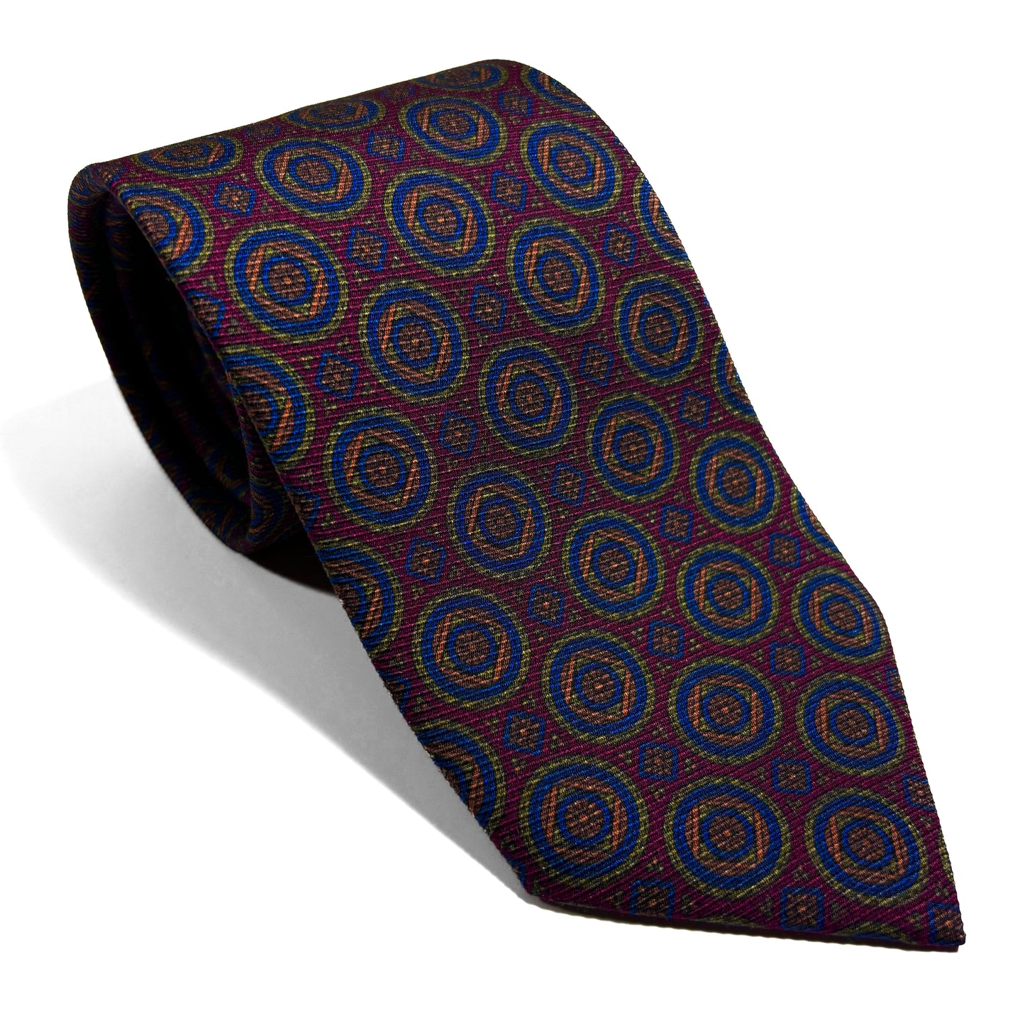 Burgundy Medallion Italian Madder Silk Tie