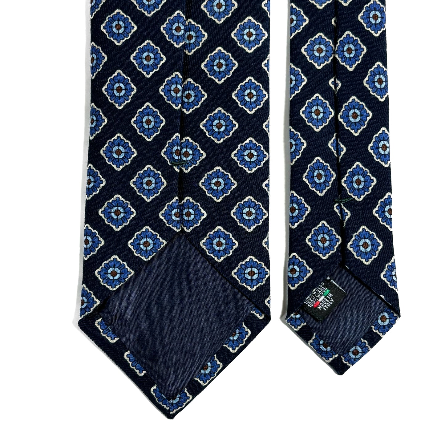 Blue Geometric Wool Challis Tie