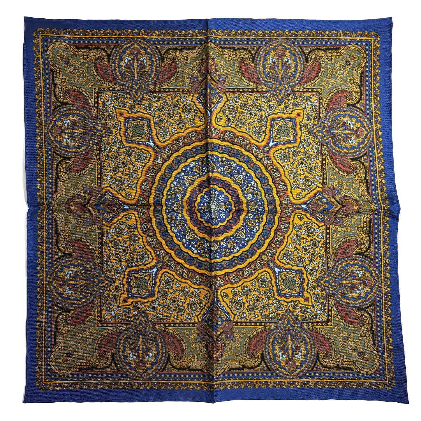 Gold Floral Medallion Silk Pocket Square