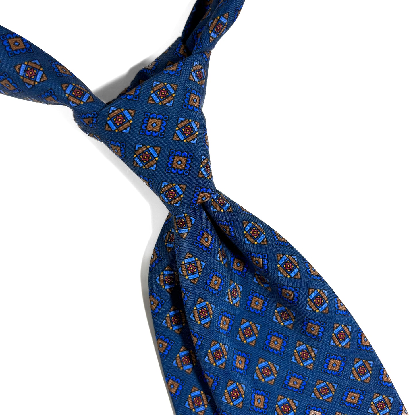 Blue Geometric Italian Madder Silk Tie
