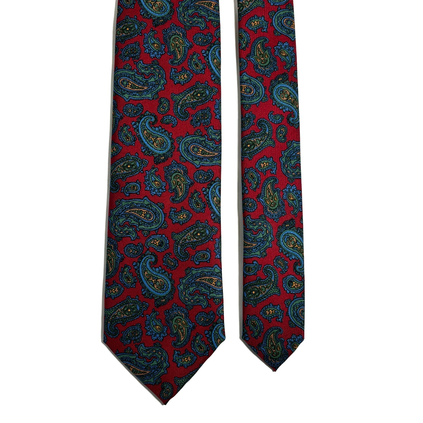 Hand-Printed Burgundy Paisley Silk Tie