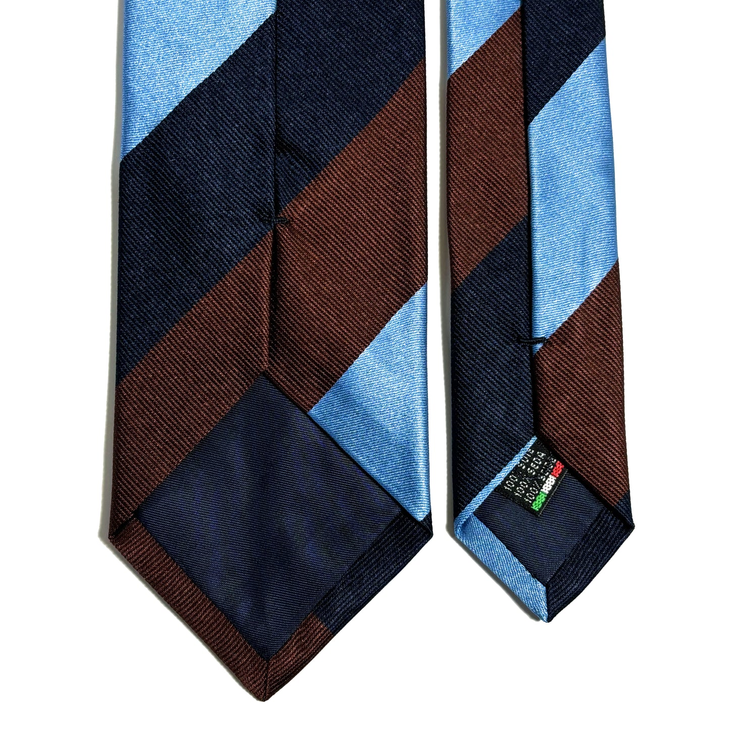 Light Blue / Brown / Navy Striped Silk Repp Tie
