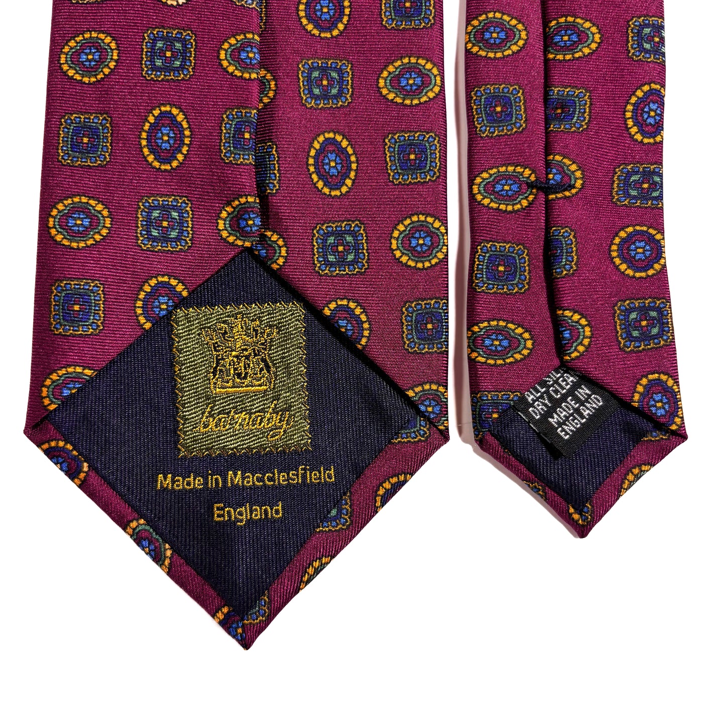 Burgundy Geometric Medallion Silk Tie