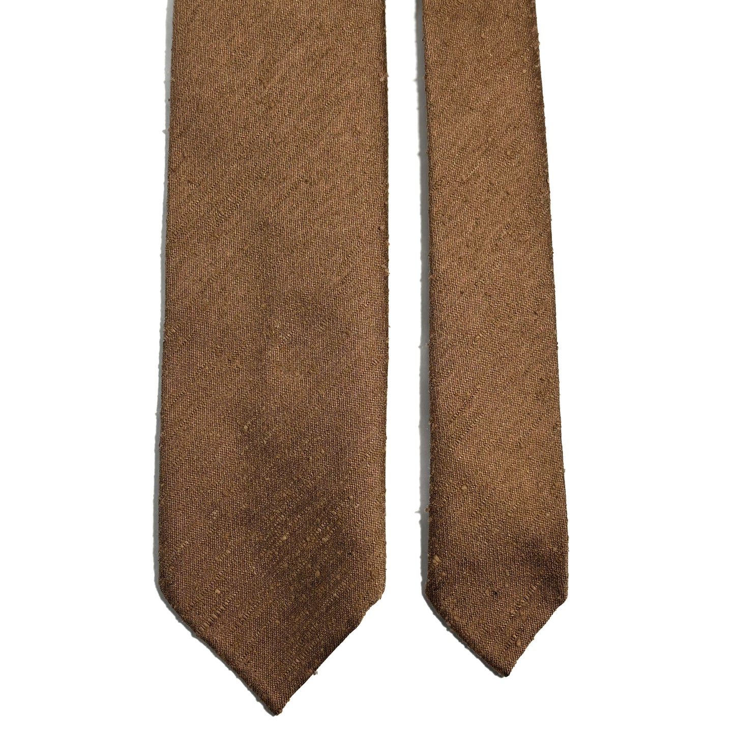 Untipped Honey Brown Green Silk Shantung Tie