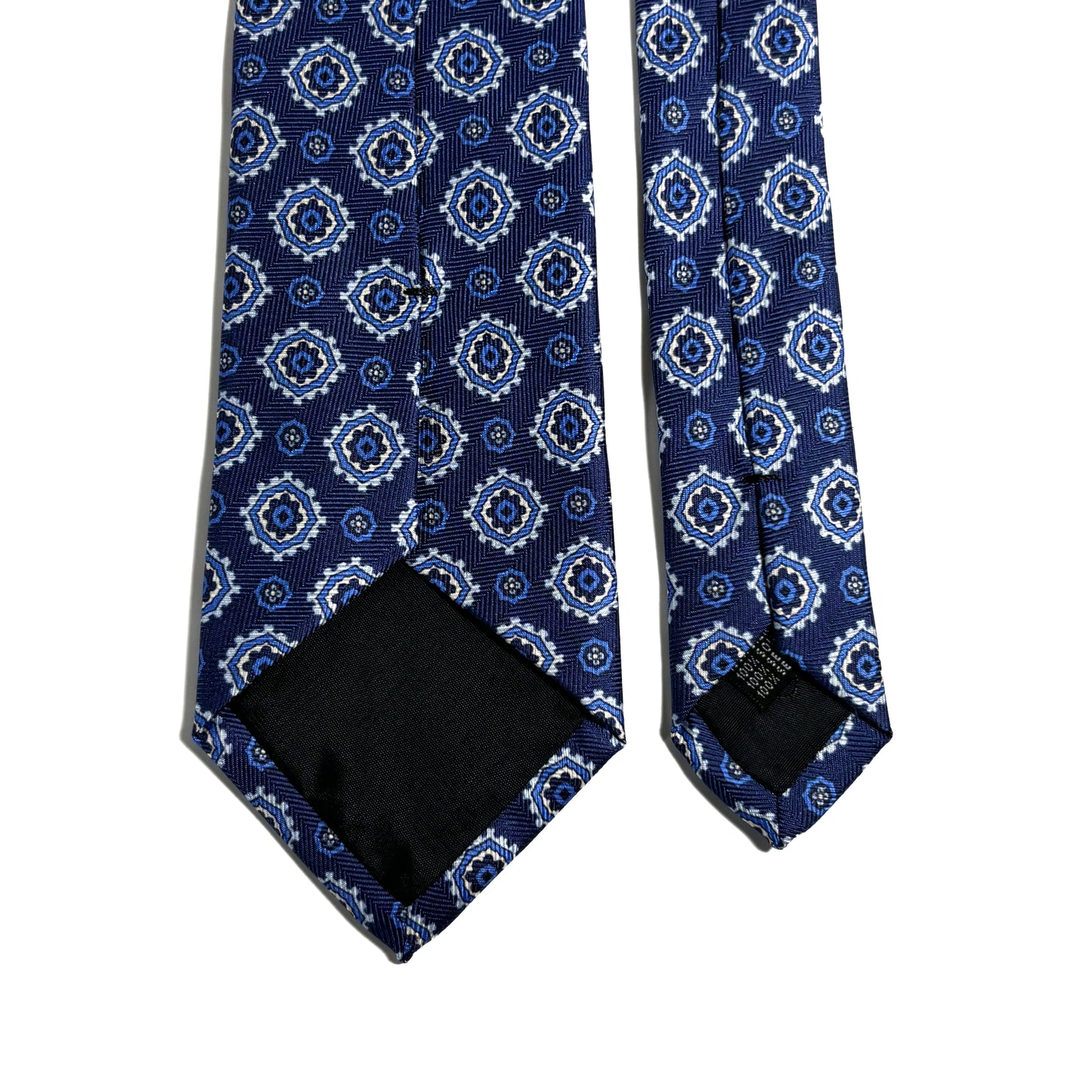 Navy Blue Geometric Silk Tie (Handmade in Italy)