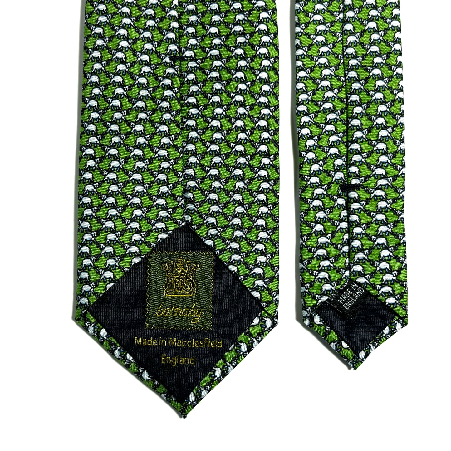 Olive Green Elephant Motif Silk Tie