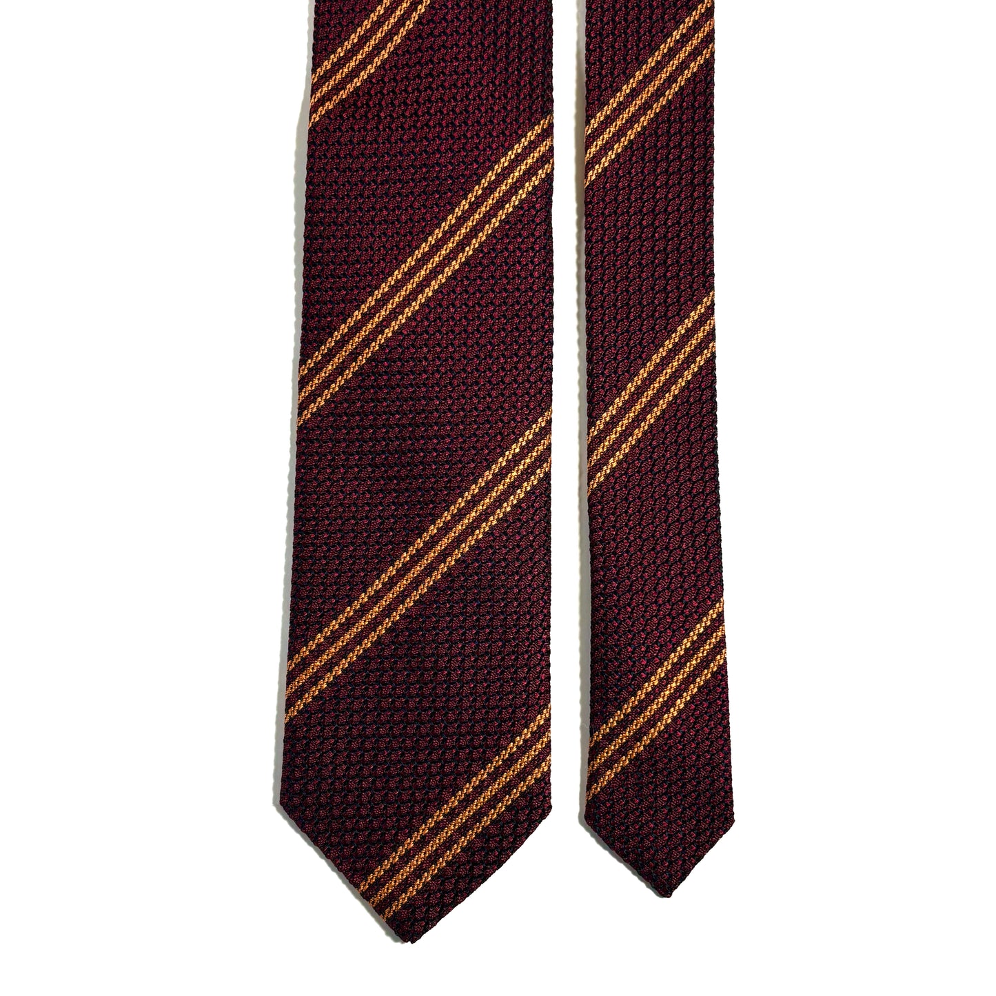 Burgundy & Gold Striped Silk Grenadine Tie (Garza Grossa)