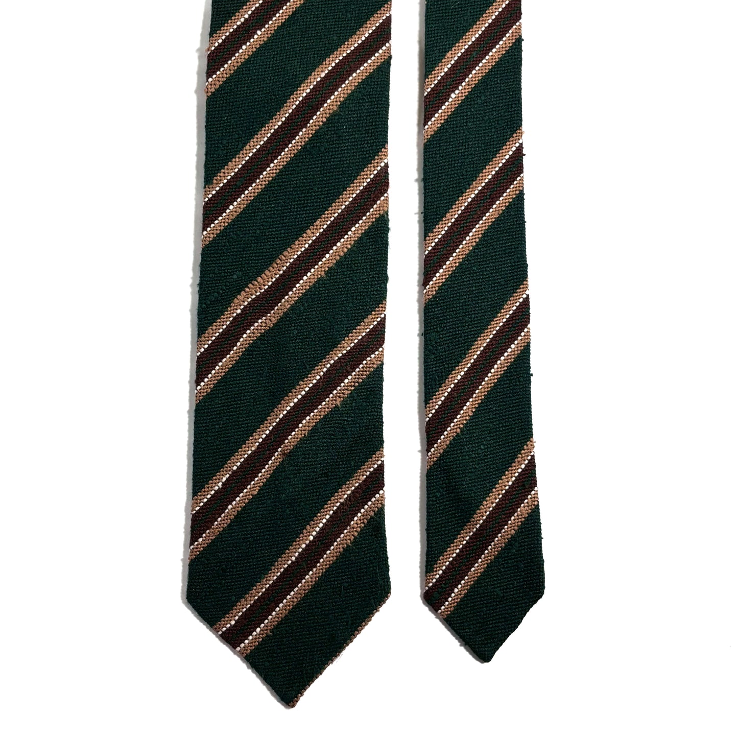 Luxury Forest Green Stripe Untipped Silk Shantung Tie