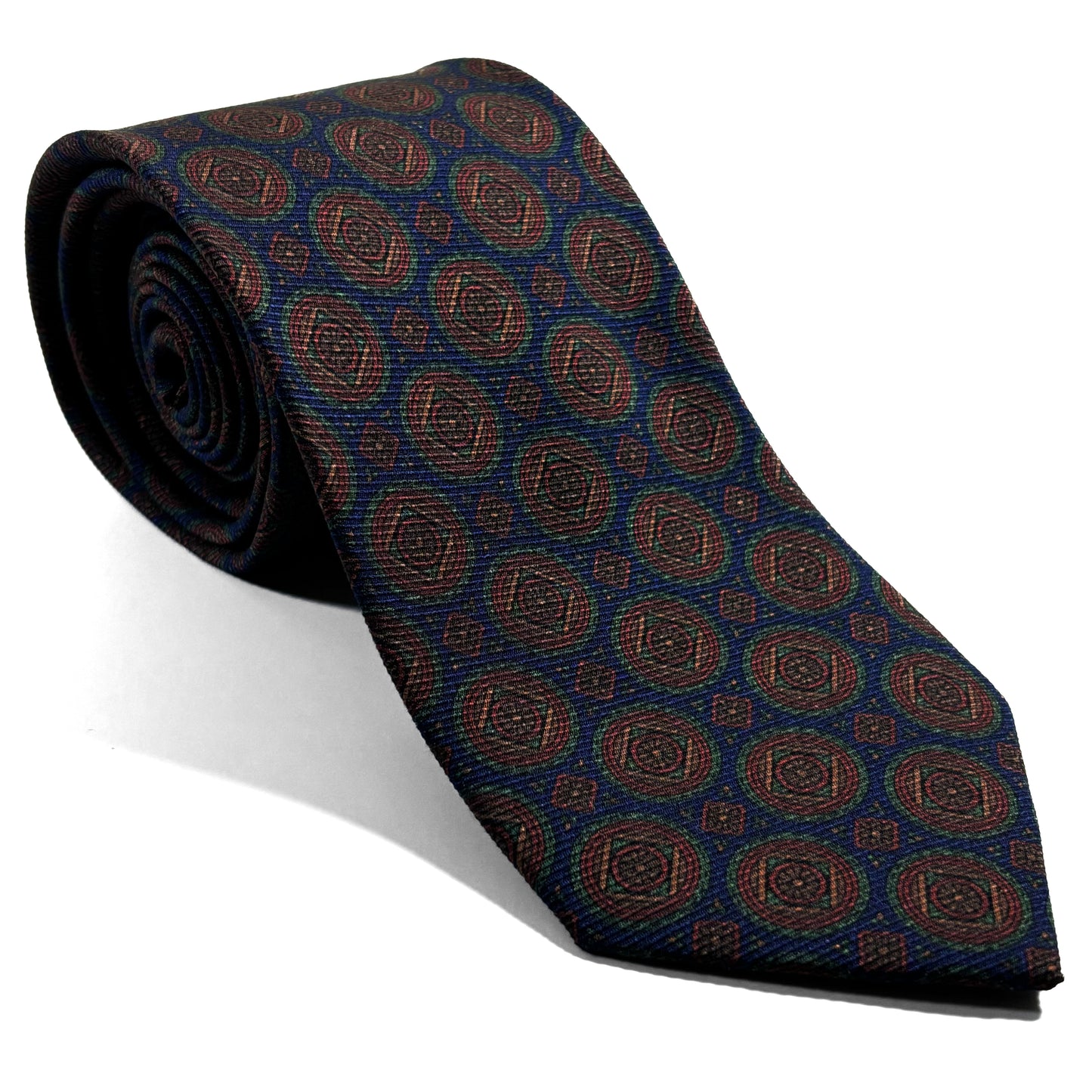 Blue Medallion Italian Madder Silk Tie