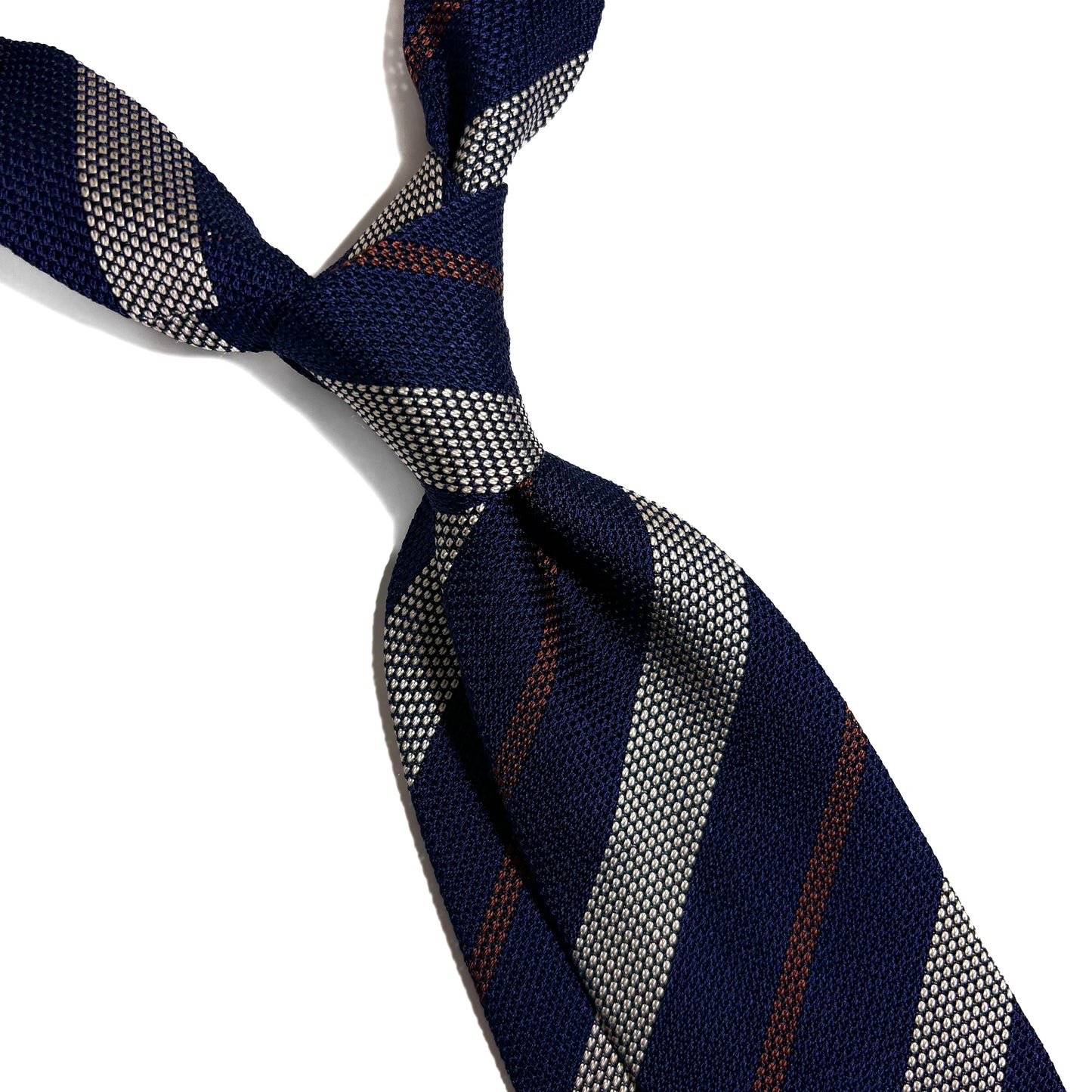 Navy Blue / Silver Striped Silk Grenadine Tie