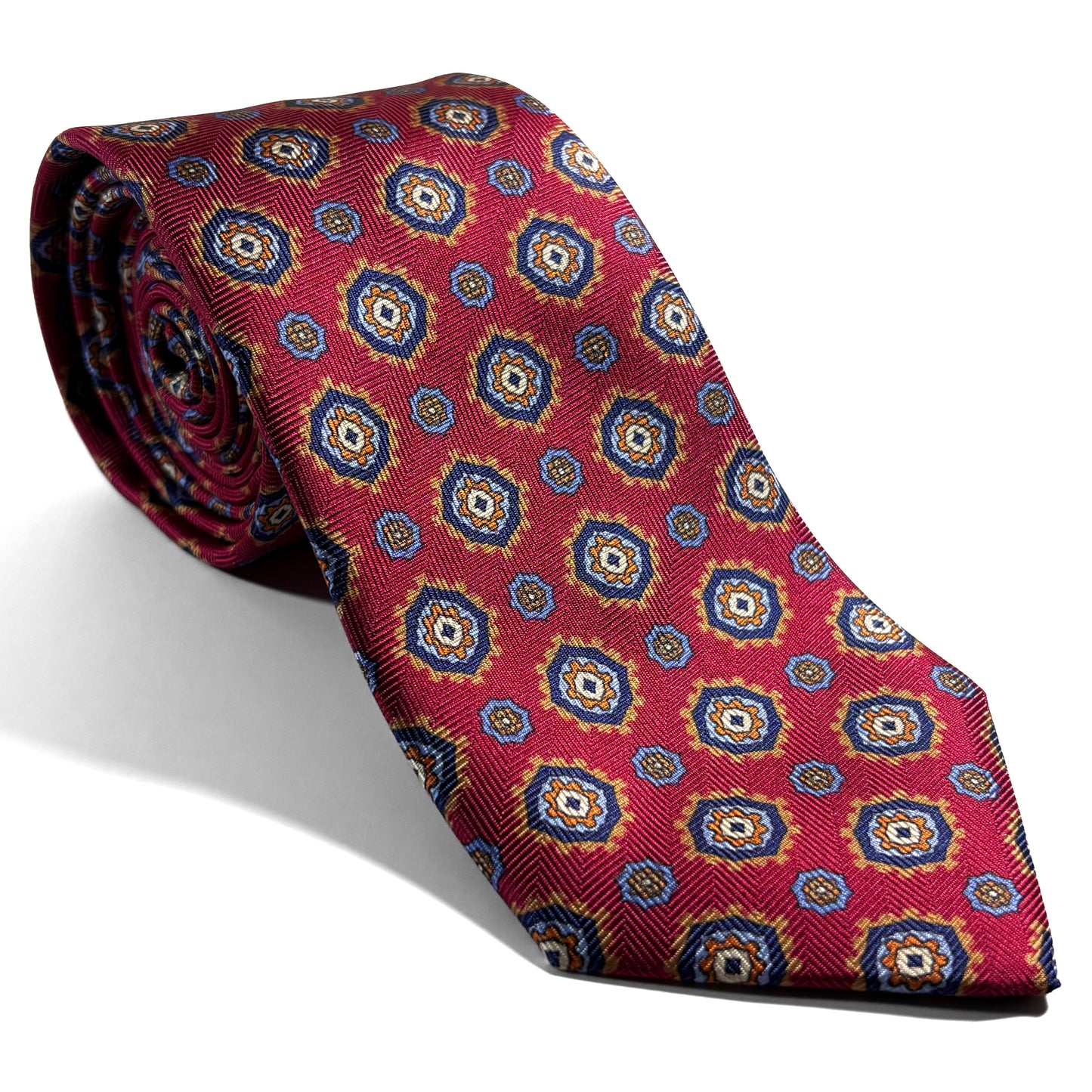Burgundy Geometric Silk Tie (Handmade in Italy)