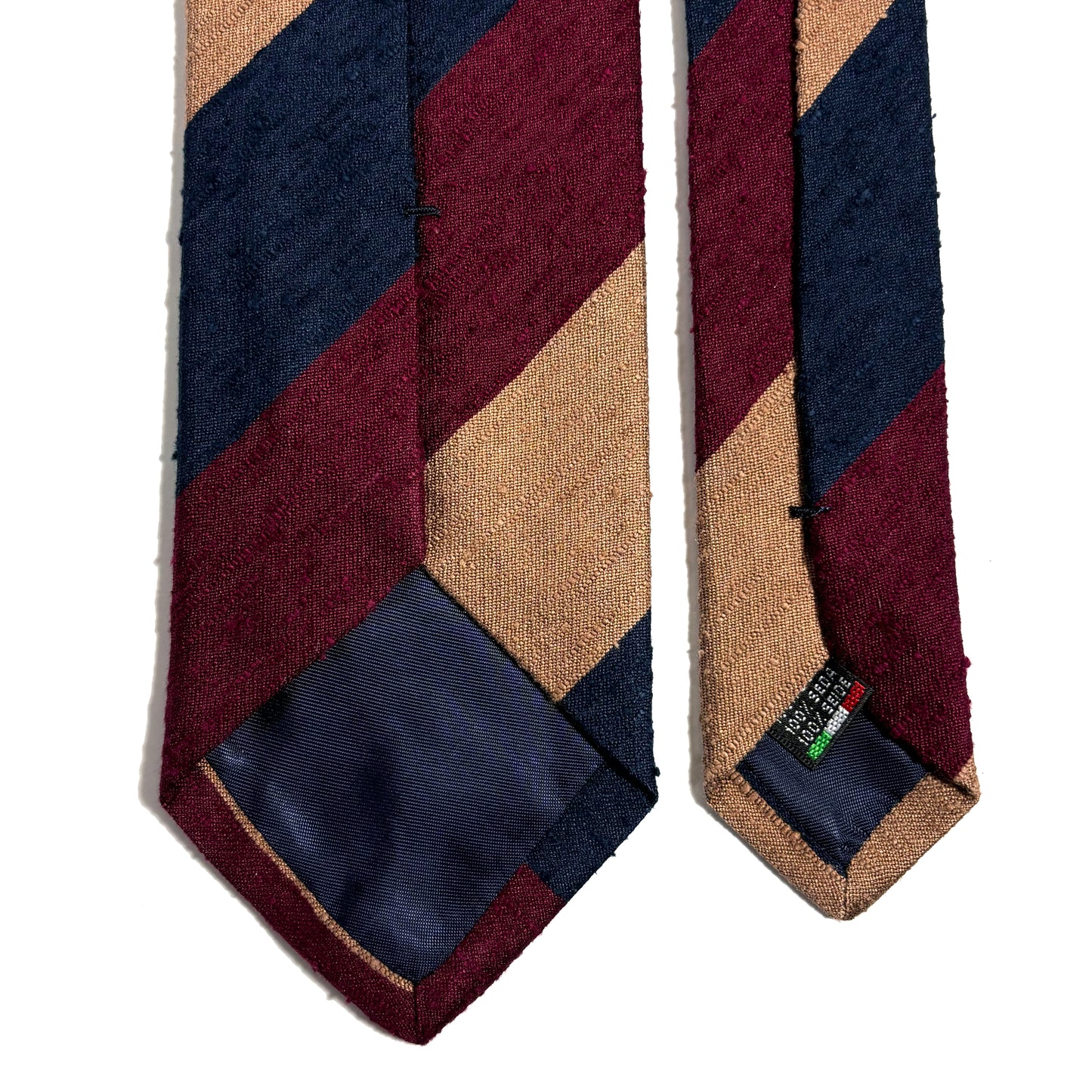 Navy Blue / Burgundy / Beige Striped Silk Shantung Tie