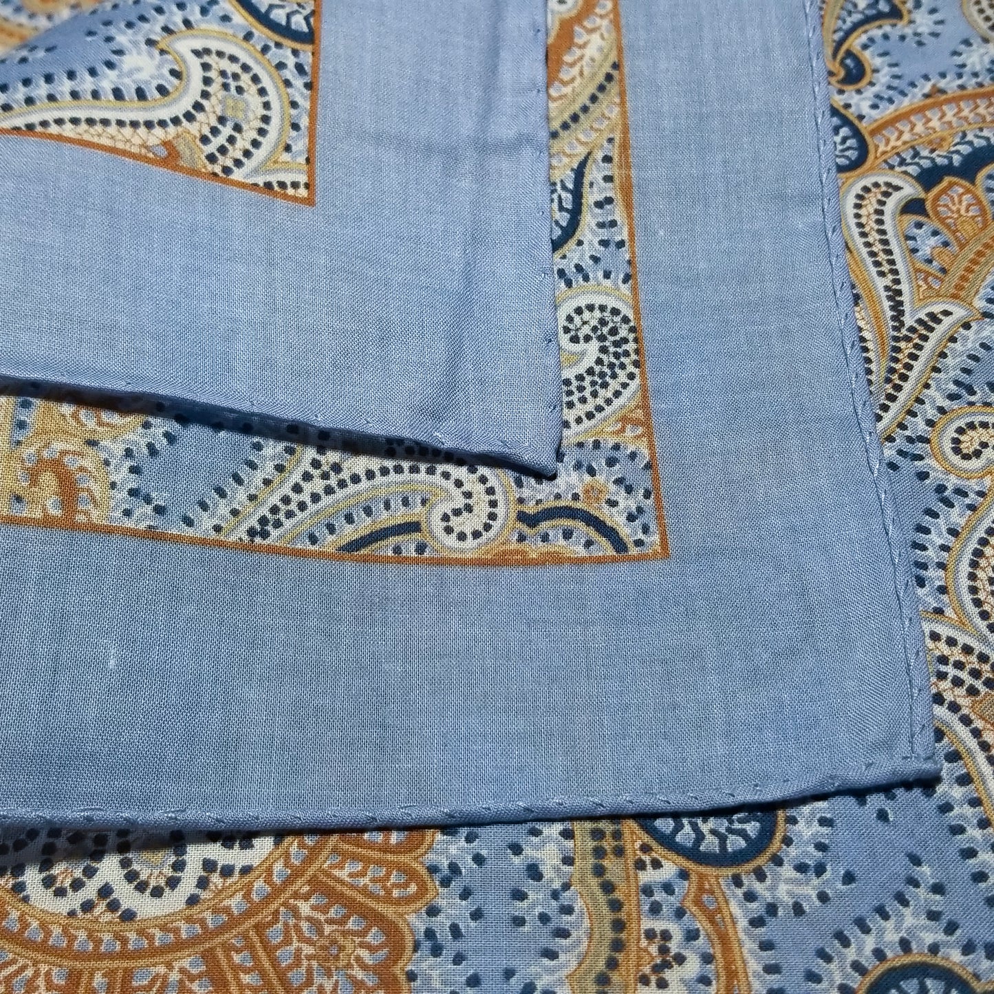 17" Sky Blue Paisley Printed Cotton Pocket Square