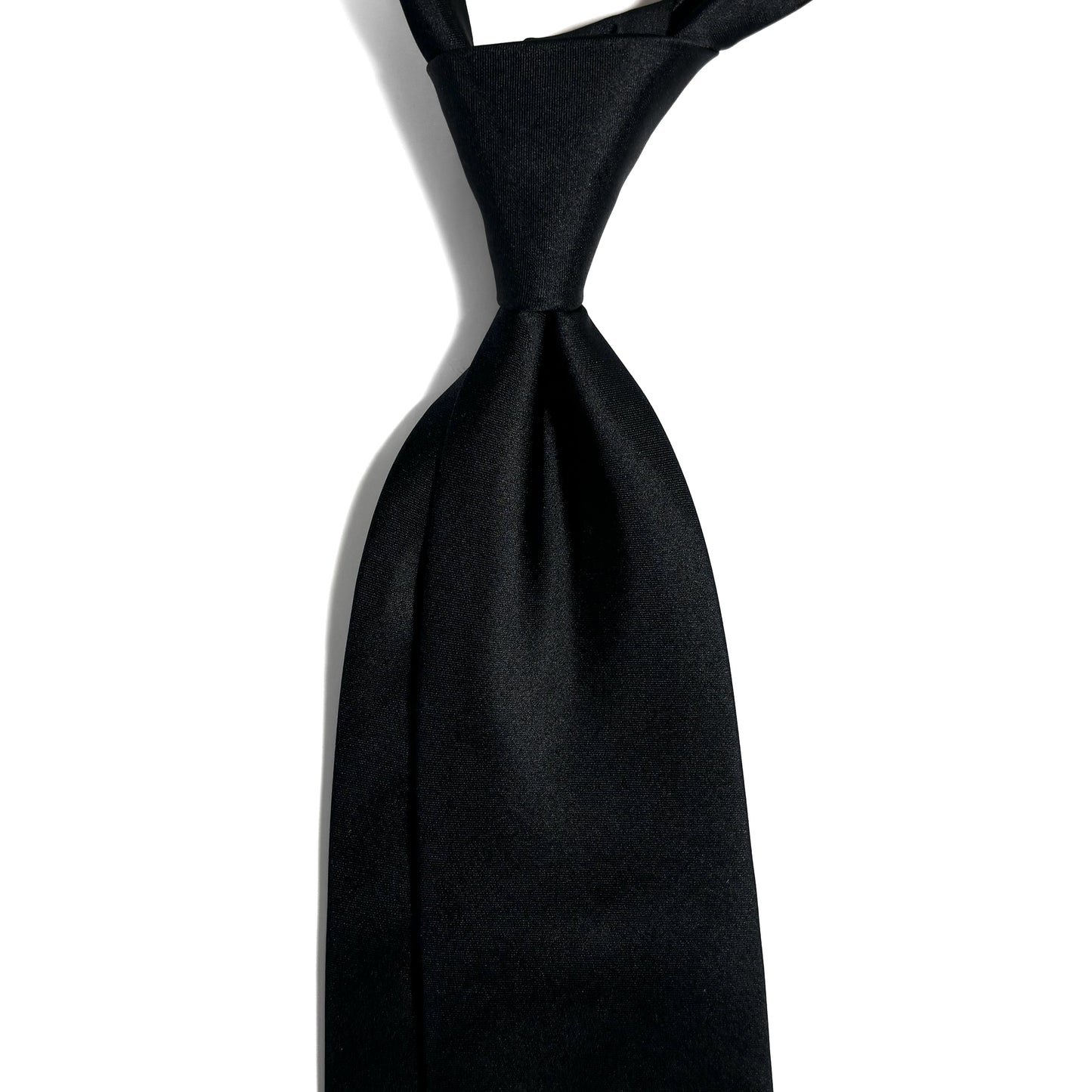 Solid Black Silk Satin Tie