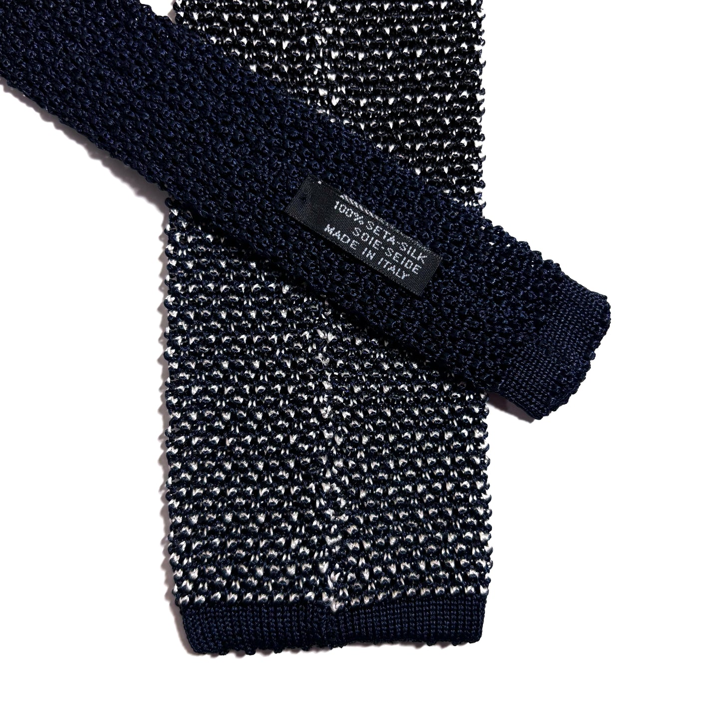 Mottled Navy Blue Silk Knitted Tie