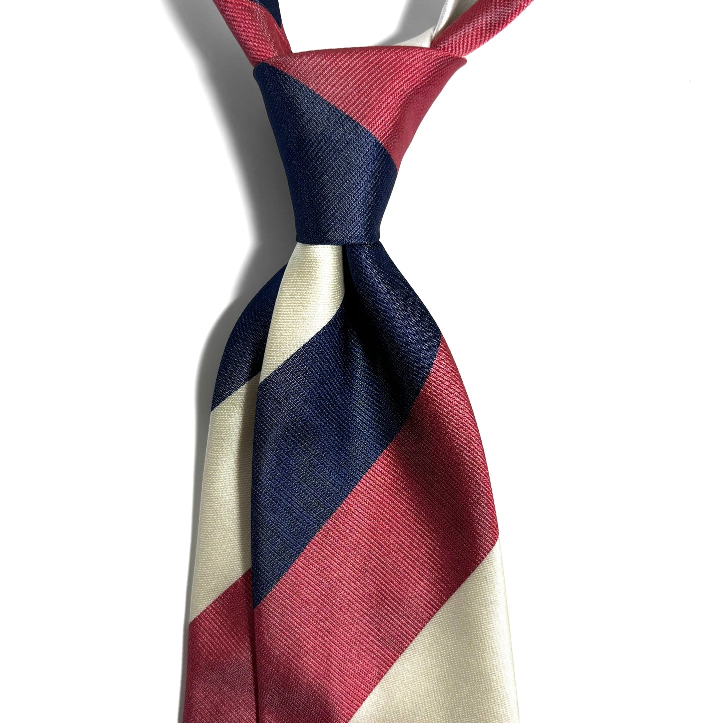 Red / Navy Blue / Ivory Striped Silk Repp Tie