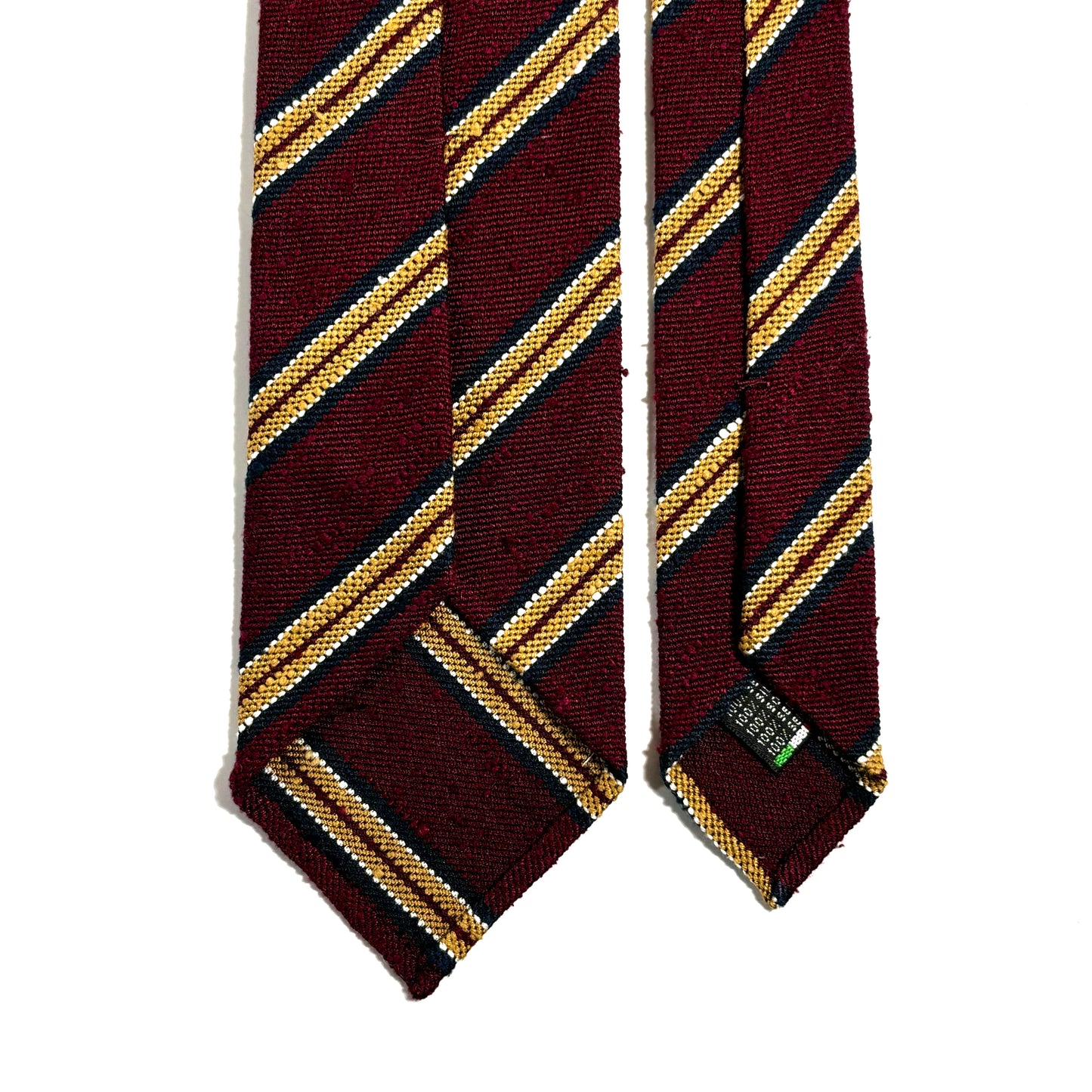 Untipped Burgundy & Gold Striped Silk Shantung Tie