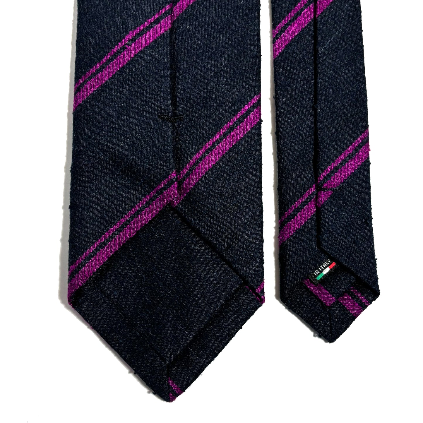 Navy Blue & Purple Striped Silk Shantung Tie