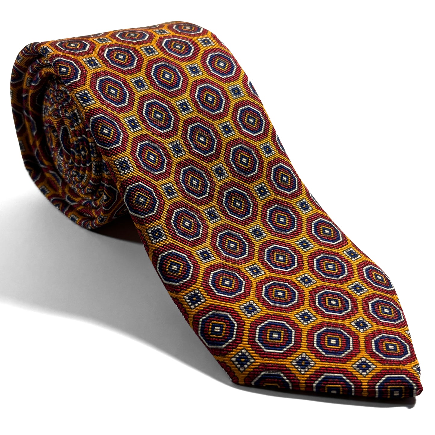 Orange & Red Floral Medallion Silk Tie (Handmade in Italy)