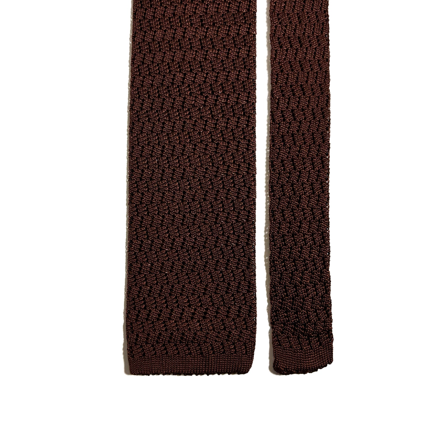 Zig-Zag Rust Brown Silk Knitted Tie