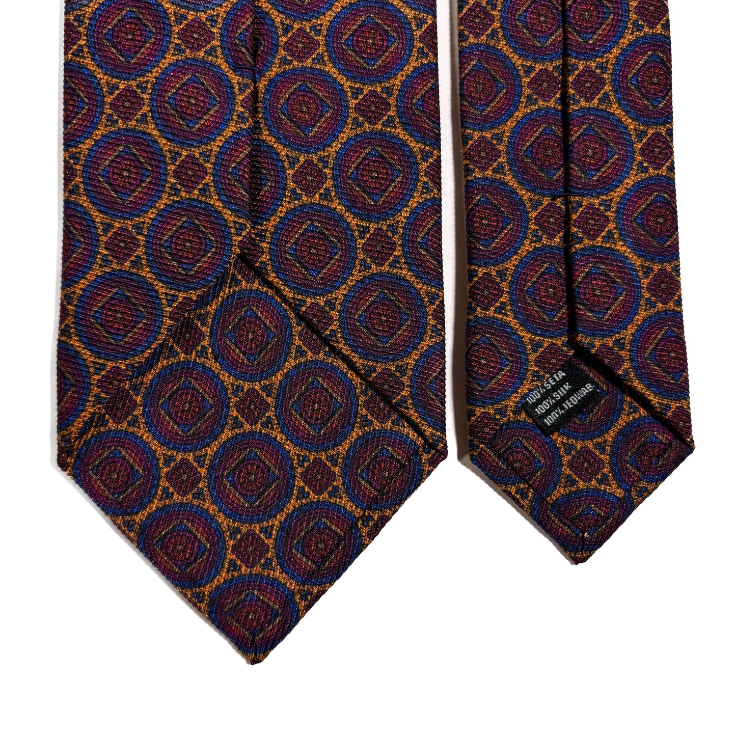 Copper Orange Medallion Italian Madder Silk Tie