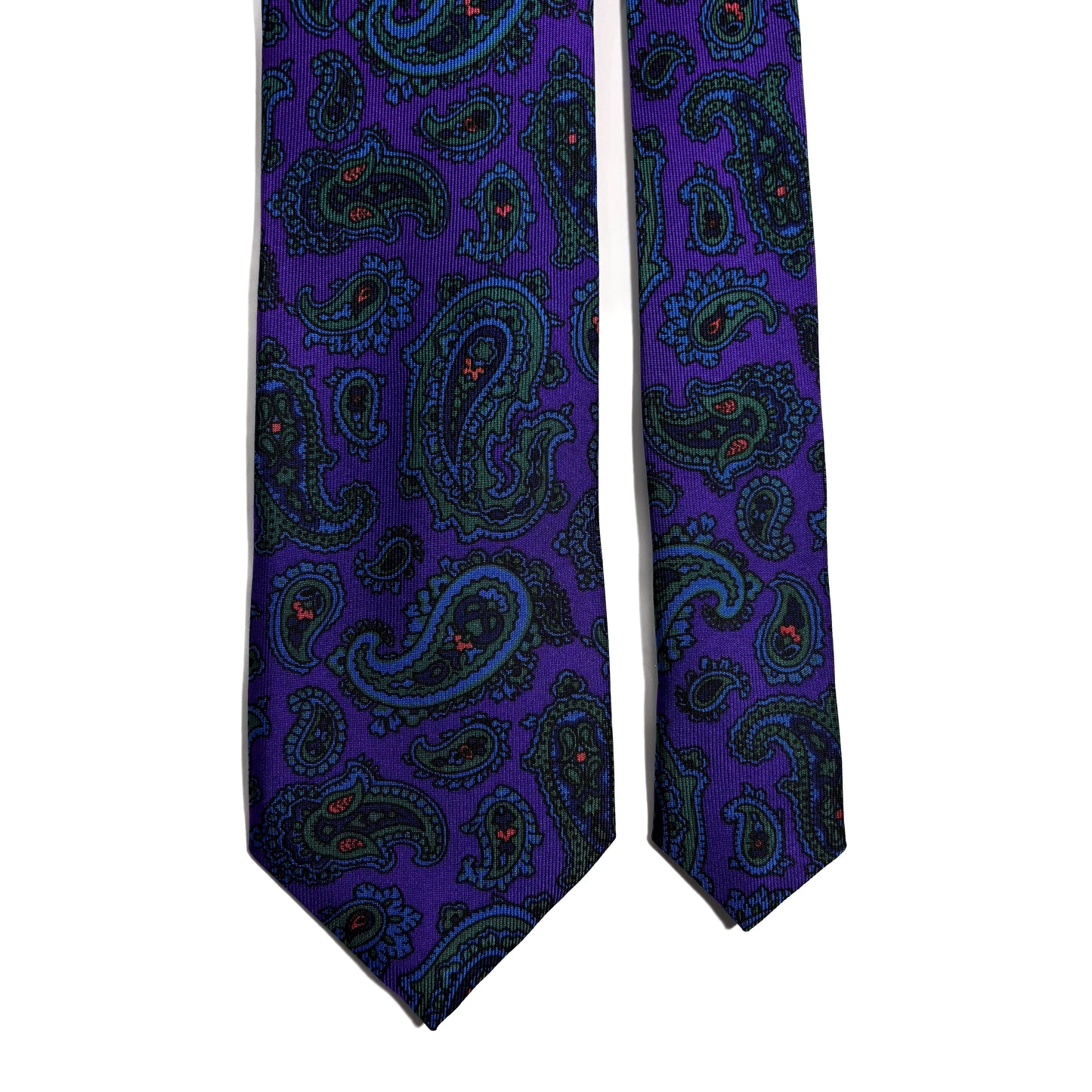 Hand-Printed Purple Paisley Silk Tie