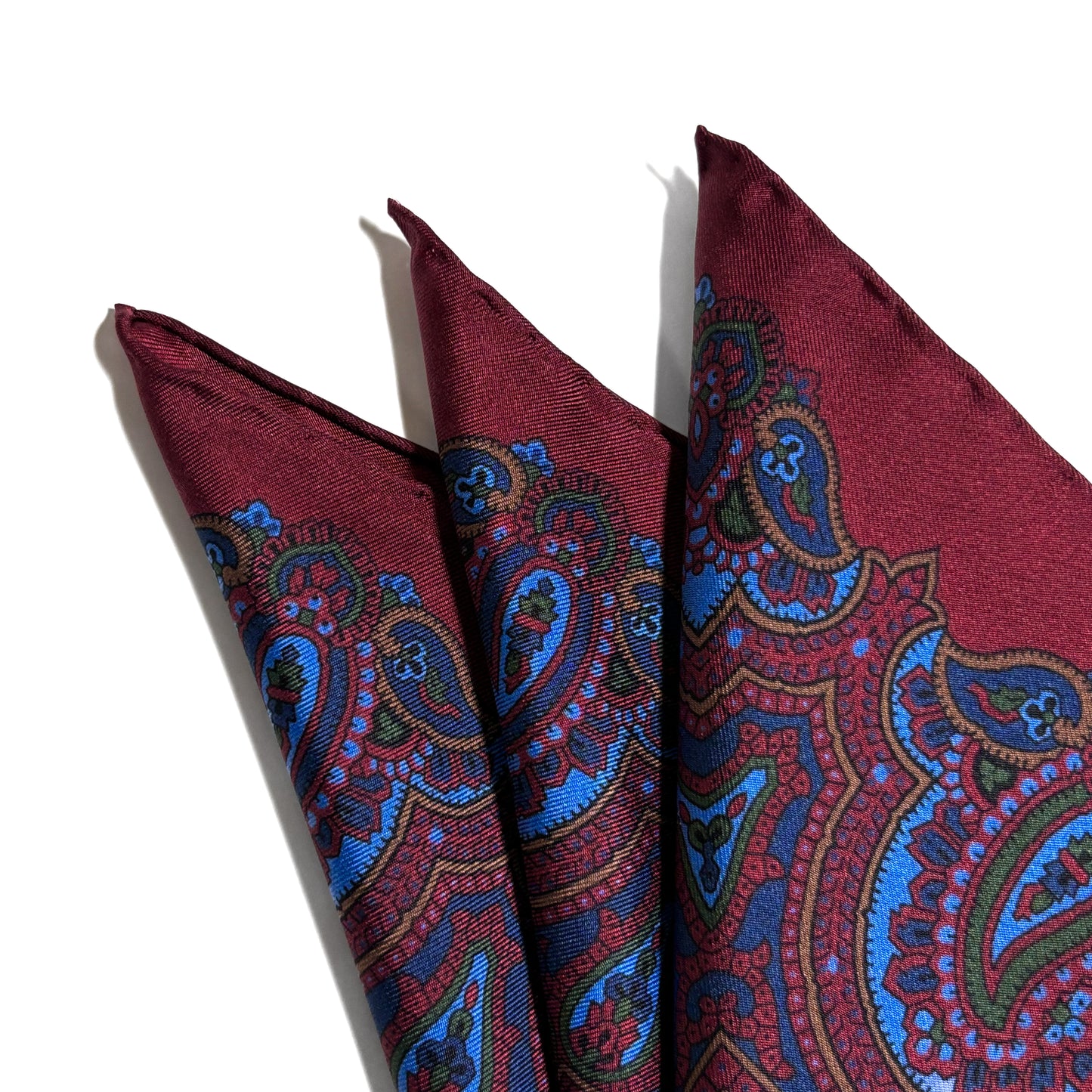 Burgundy Floral Paisley Silk Pocket Square