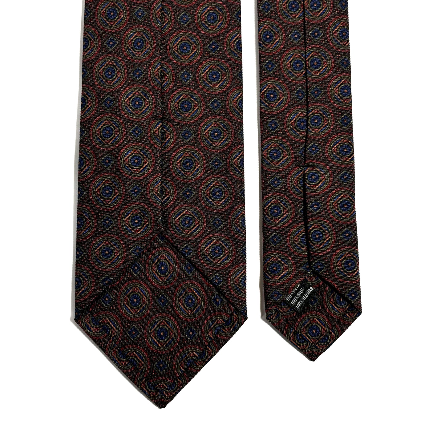 Brown Medallion Italian Madder Silk Tie