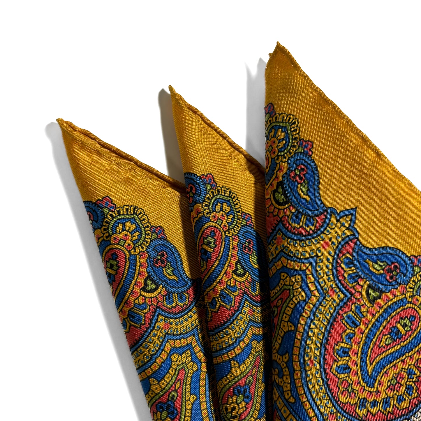 Gold Floral Paisley Silk Pocket Square